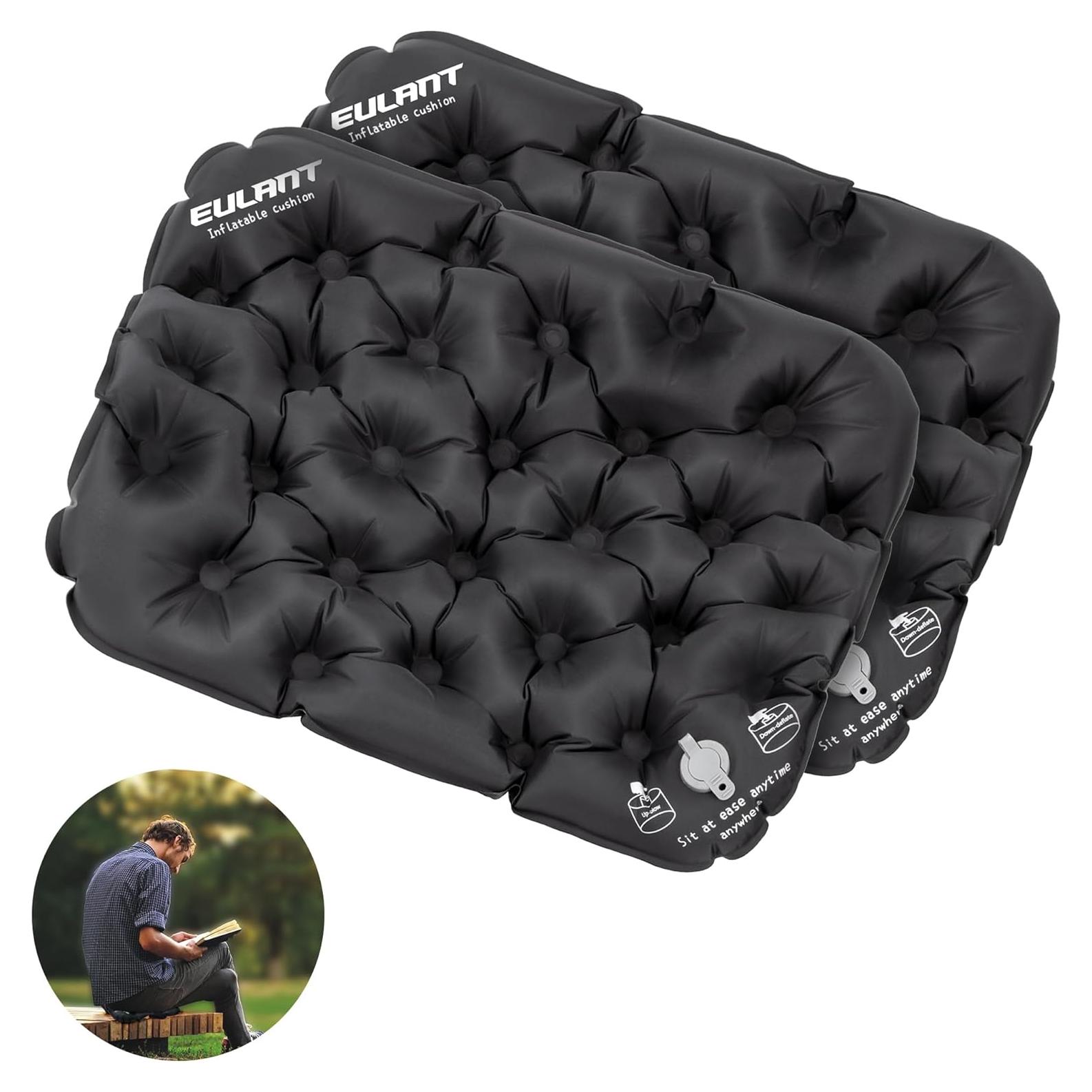 Cojín de Aire Inflable Eulant 2 Pack Negro - Ligero y Portátil