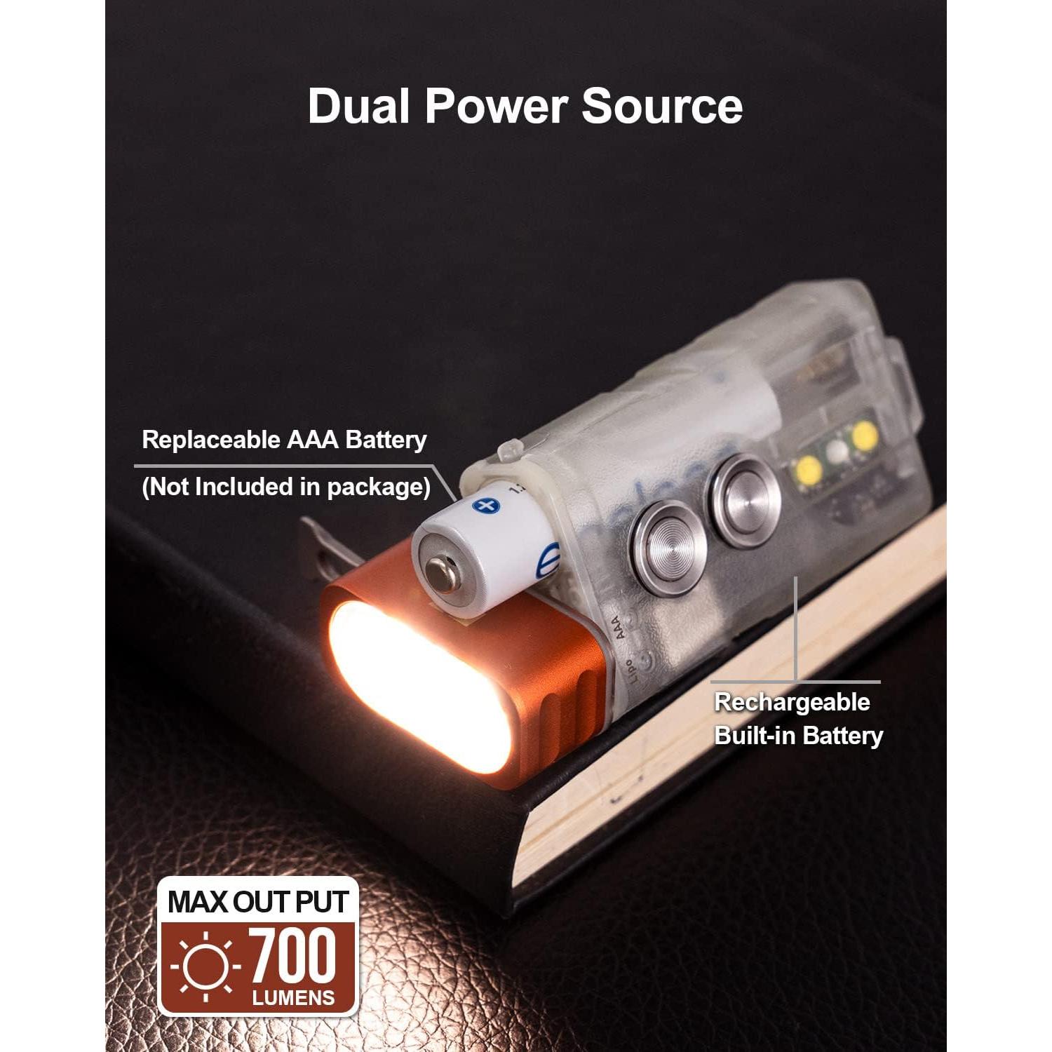 Linterna de Llavero RovyVon E5 700 Lúmenes Recargable USB-C