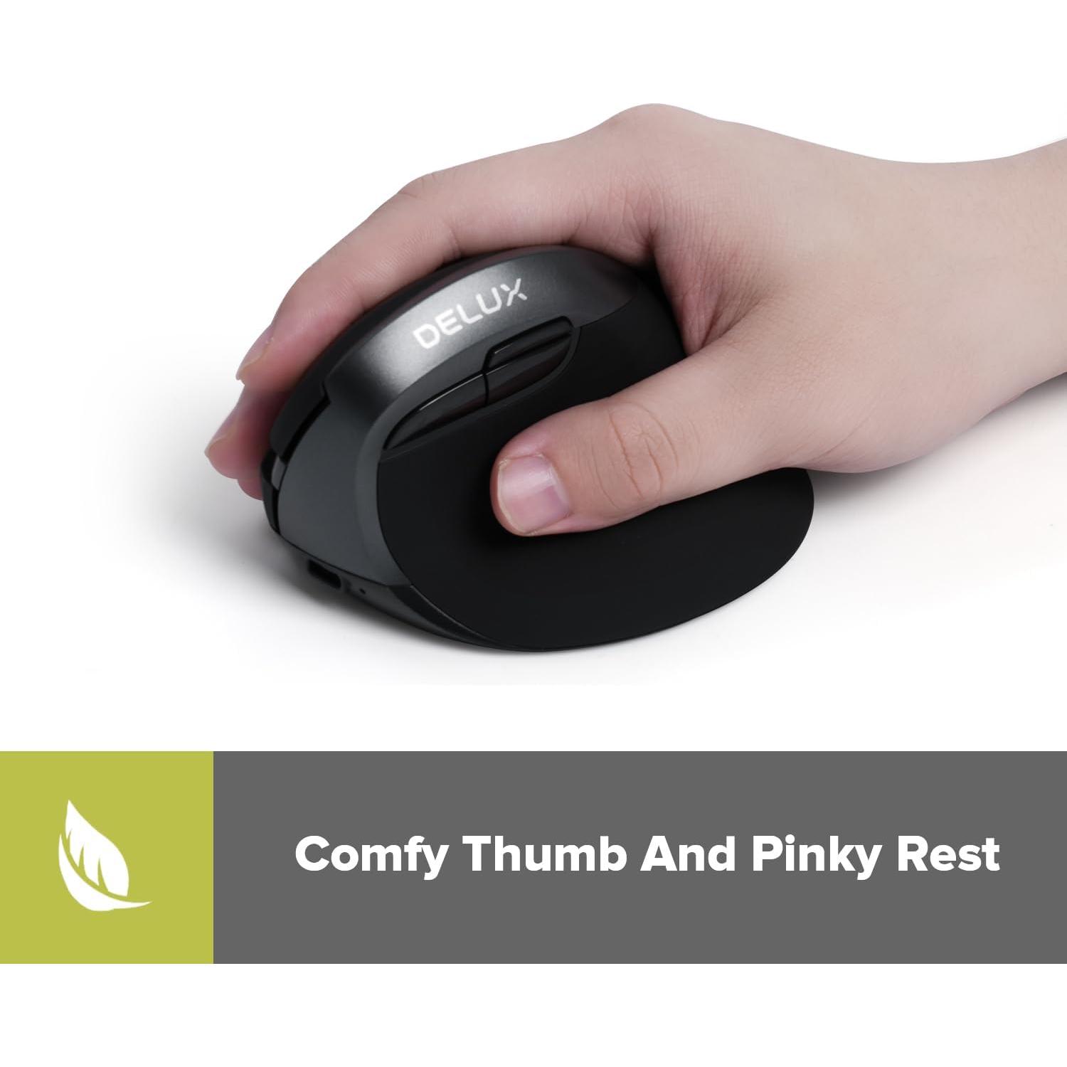 DeLUX Ratón Vertical Inalámbrico Ergonómico M618 Mini 4000 DPI