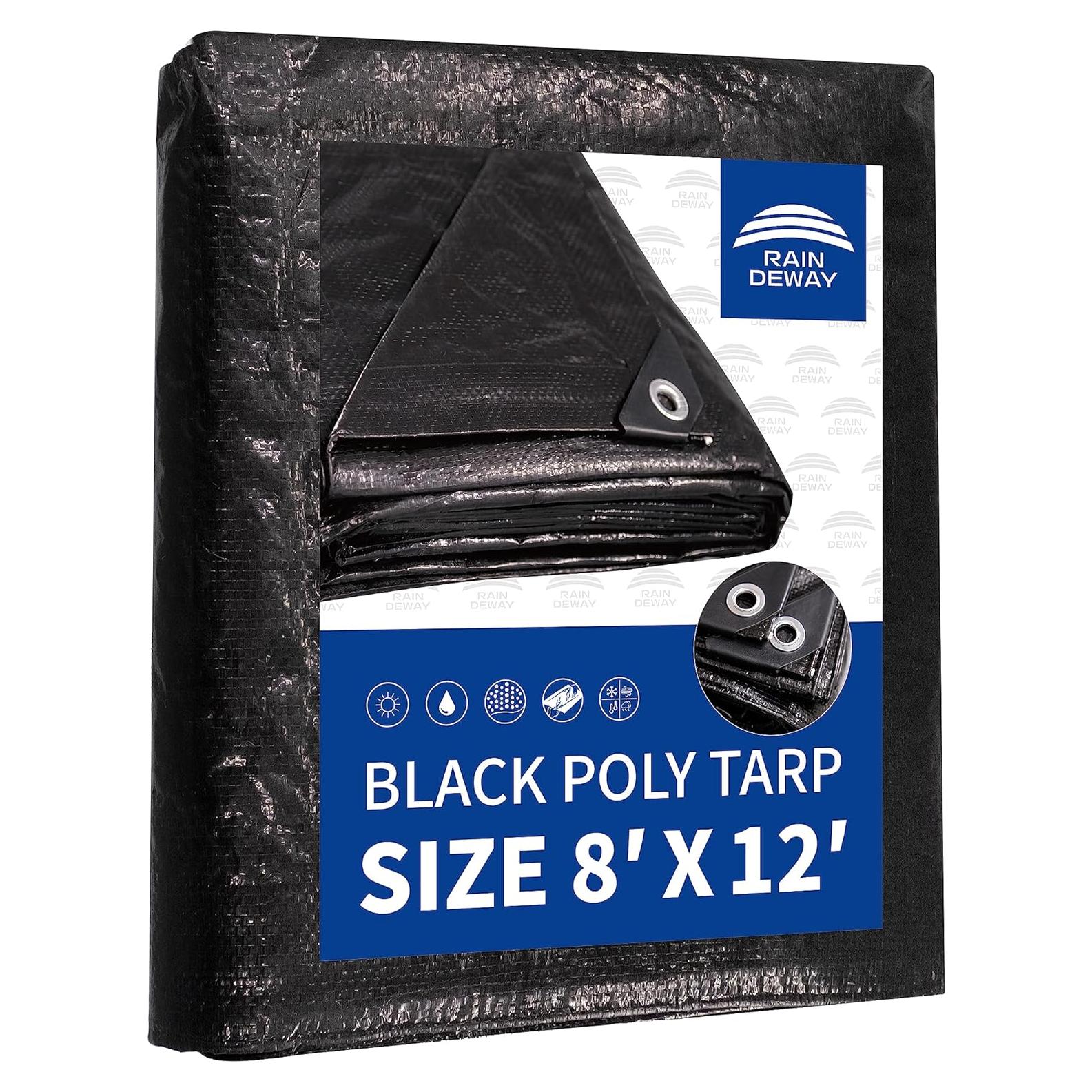 Lona Negra RAINDEWAY 2.44x3.66m Impermeable 8 Mil UV