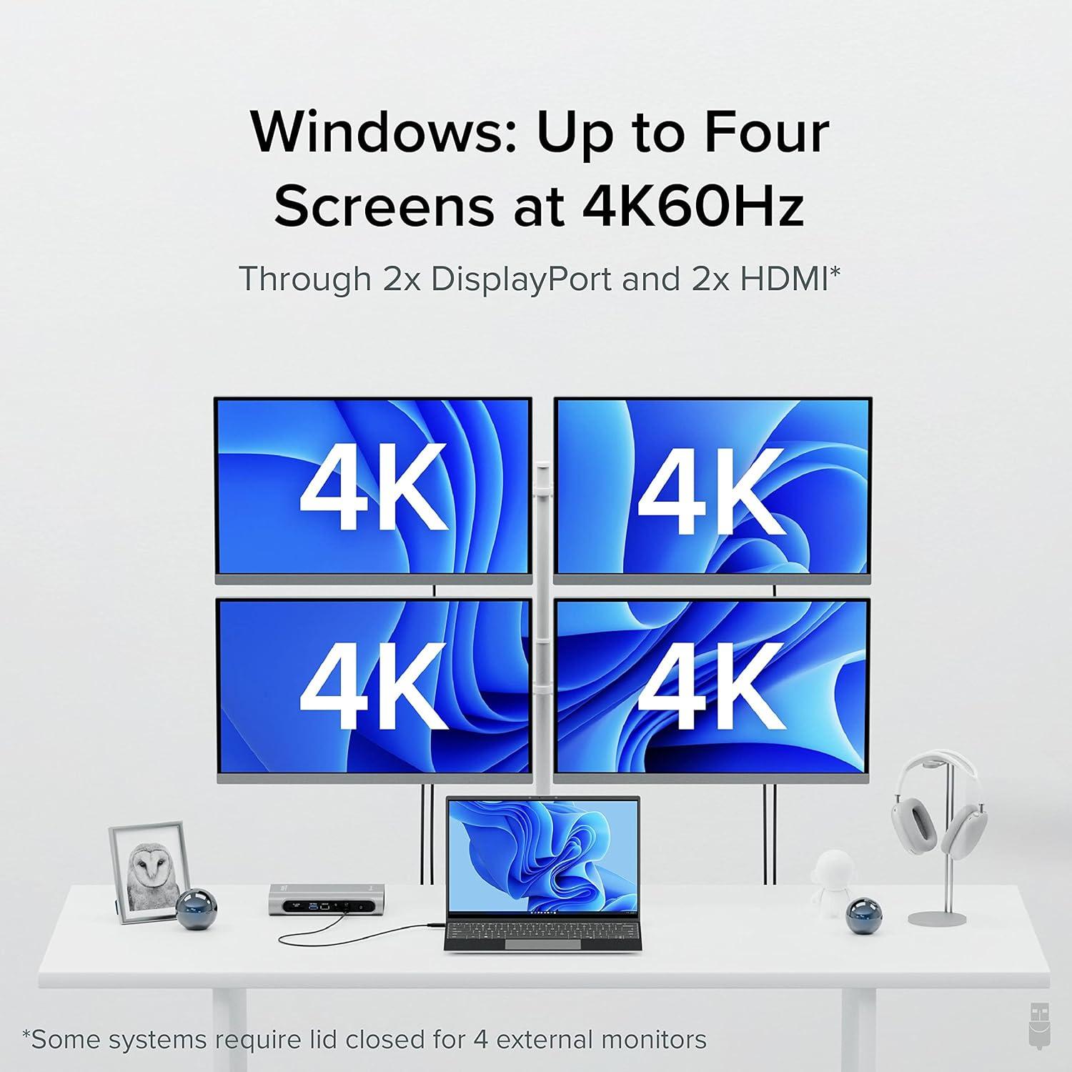 Dock Plugable 16-en-1 Thunderbolt 4 Doble Monitor 4K 100W