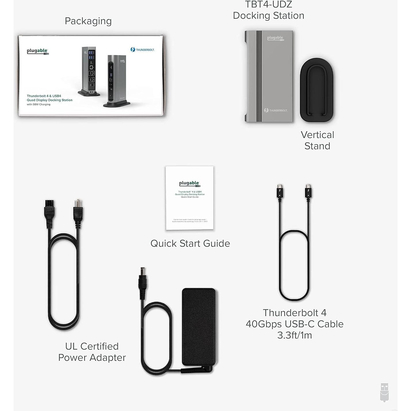 Dock Plugable 16-en-1 Thunderbolt 4 Doble Monitor 4K 100W