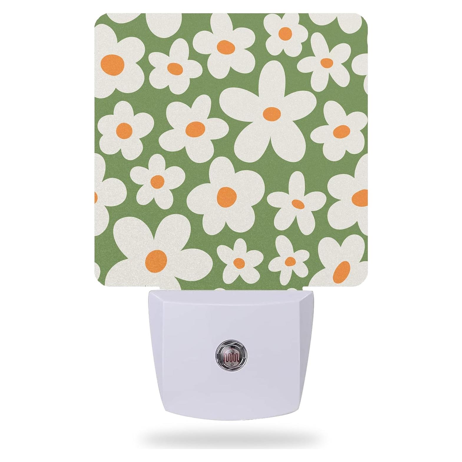 Luz Nocturna LED AOWULA Flores Psicodélicas Retro 11.5x7.5 cm