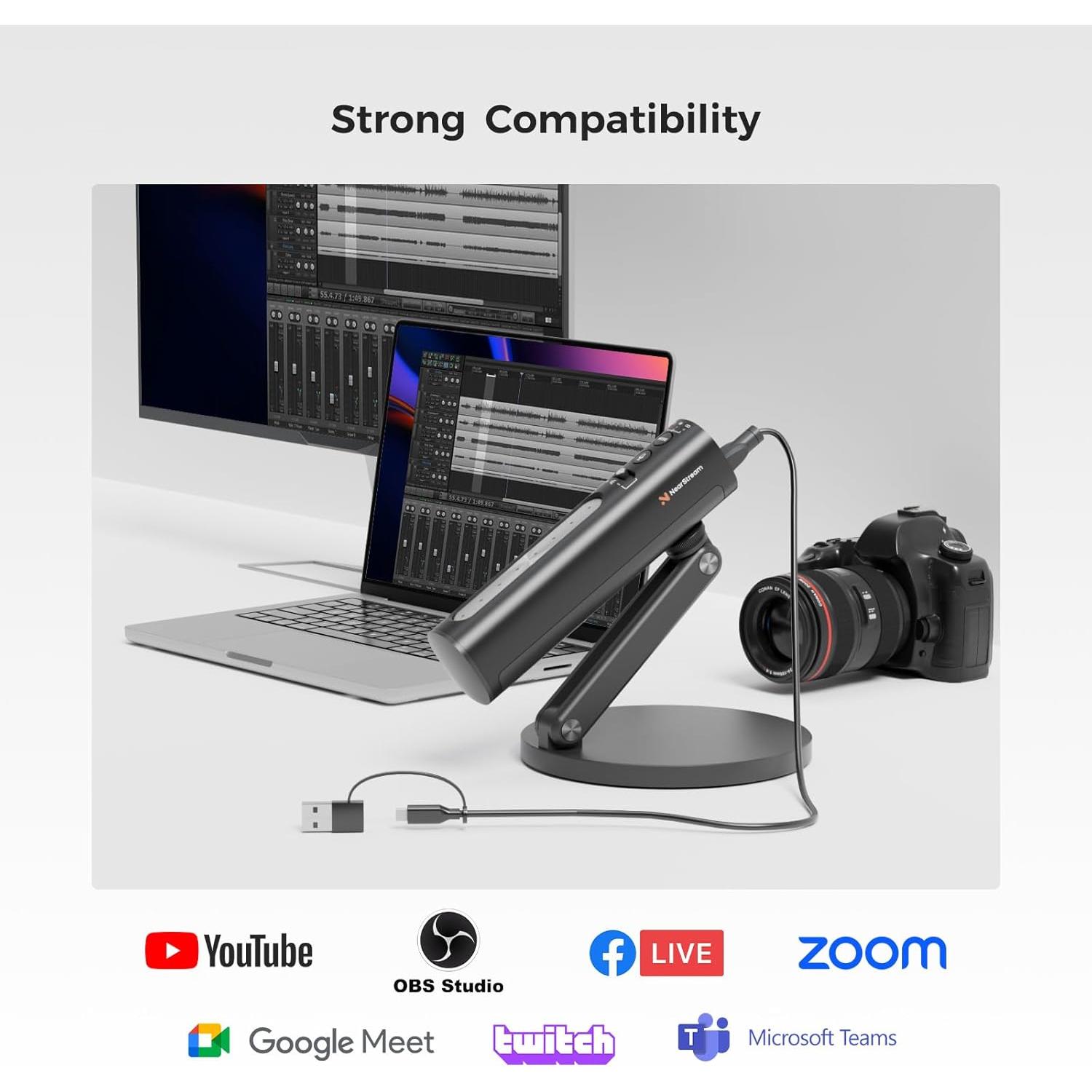 Micrófono de Condensador USB NearStream AM10U con Soporte
