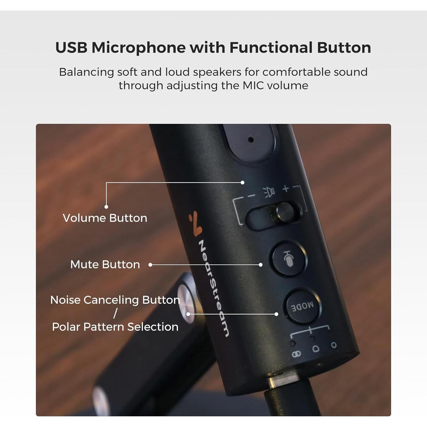 Micrófono de Condensador USB NearStream AM10U con Soporte