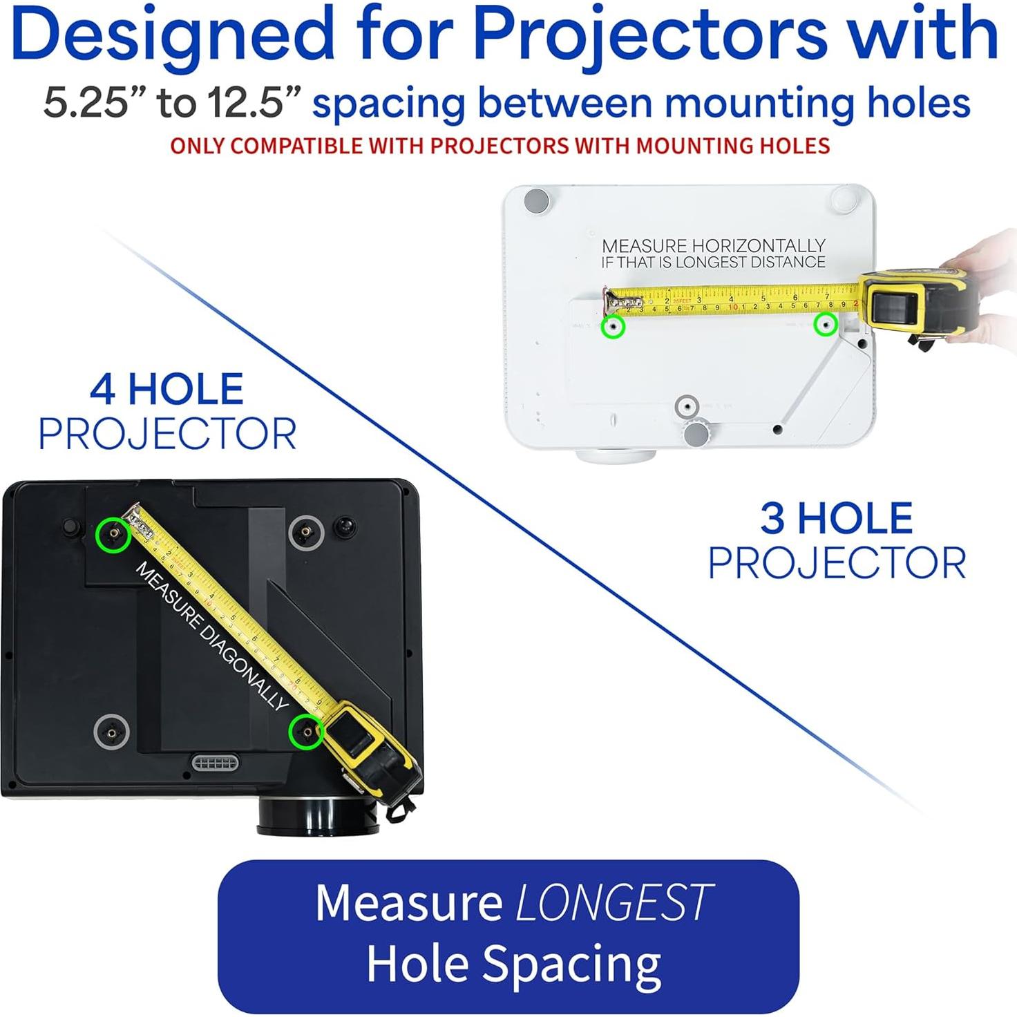 Soporte de Proyector de Techo VIVO MOUNT-VP01B Ajustable Negro