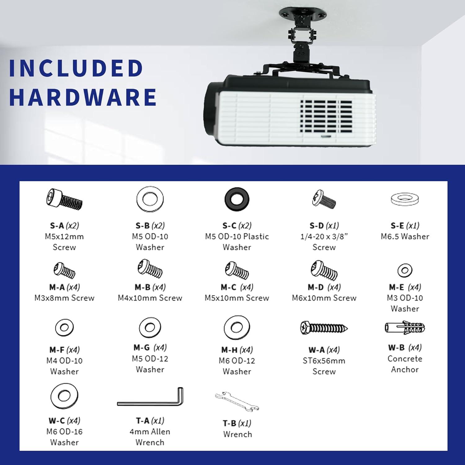 Soporte de Proyector de Techo VIVO MOUNT-VP01B Ajustable Negro