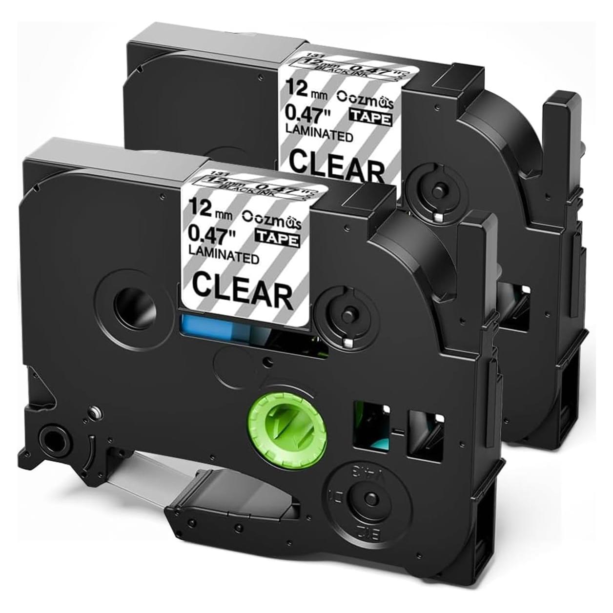 Cinta de Etiquetadora Oozmas TZe-131 12mm Negra sobre Transparente