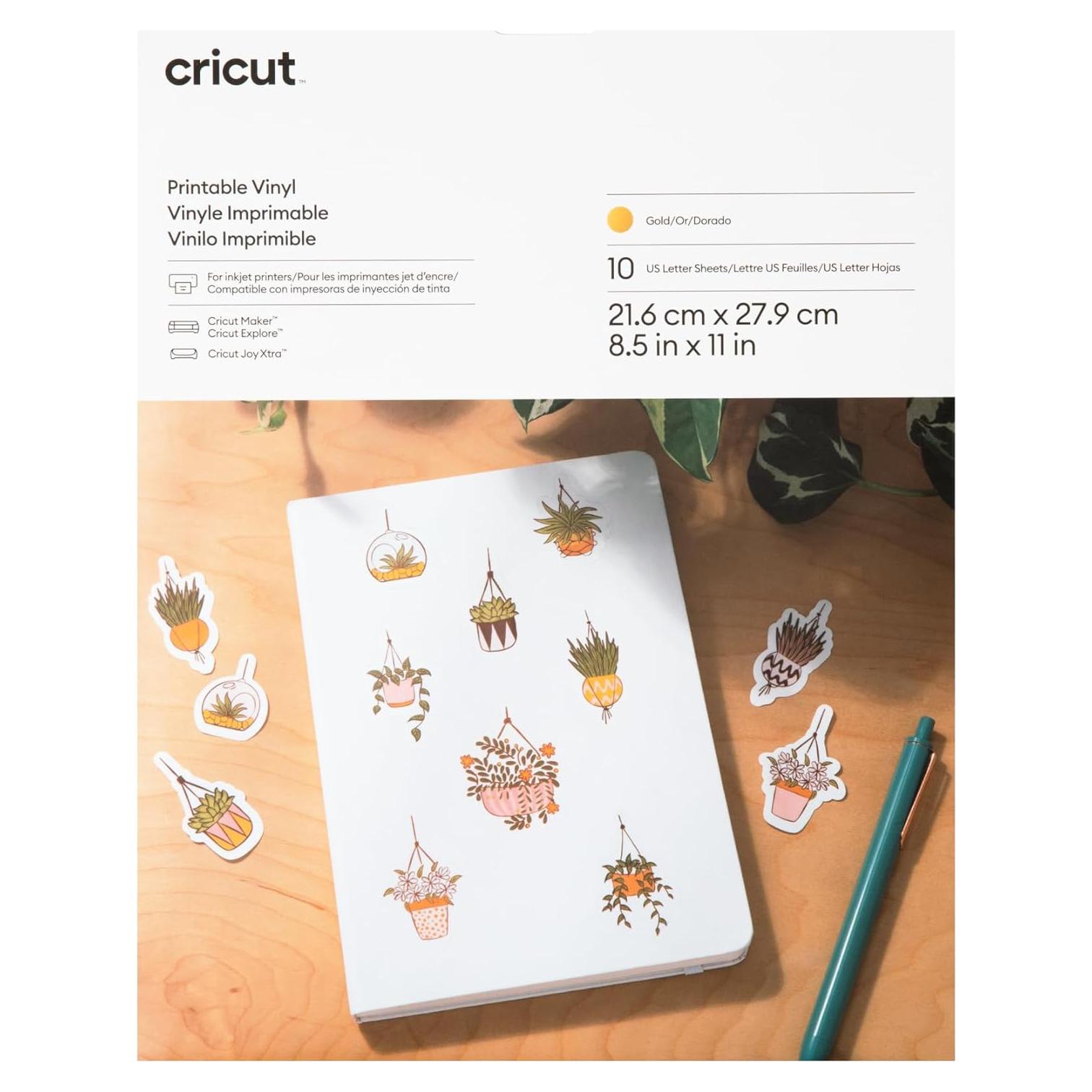 Vinilo Imprimible Cricut 10 Hojas Dorado para Etiquetas