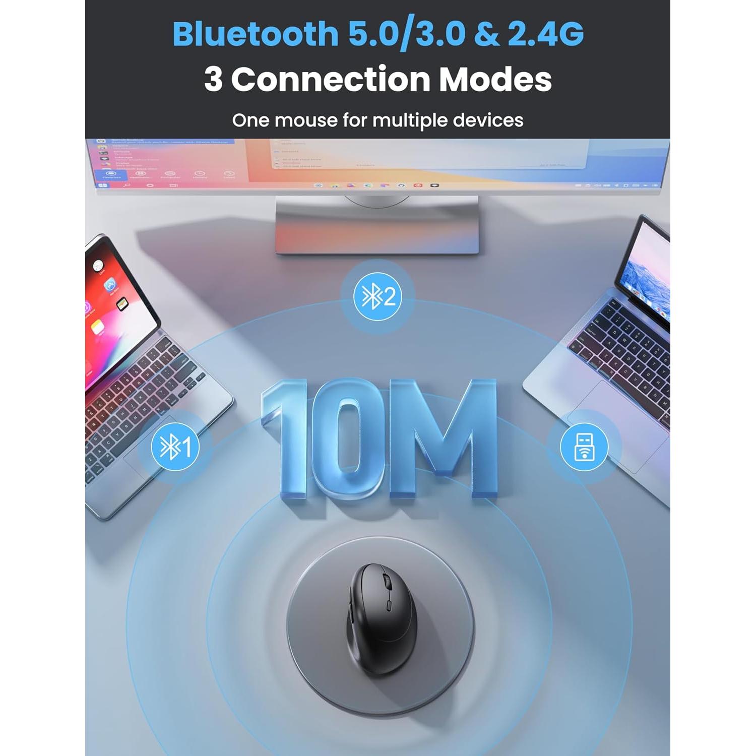 Ratón Ergonómico TECKNET Vertical Inalámbrico 4800 DPI Negro