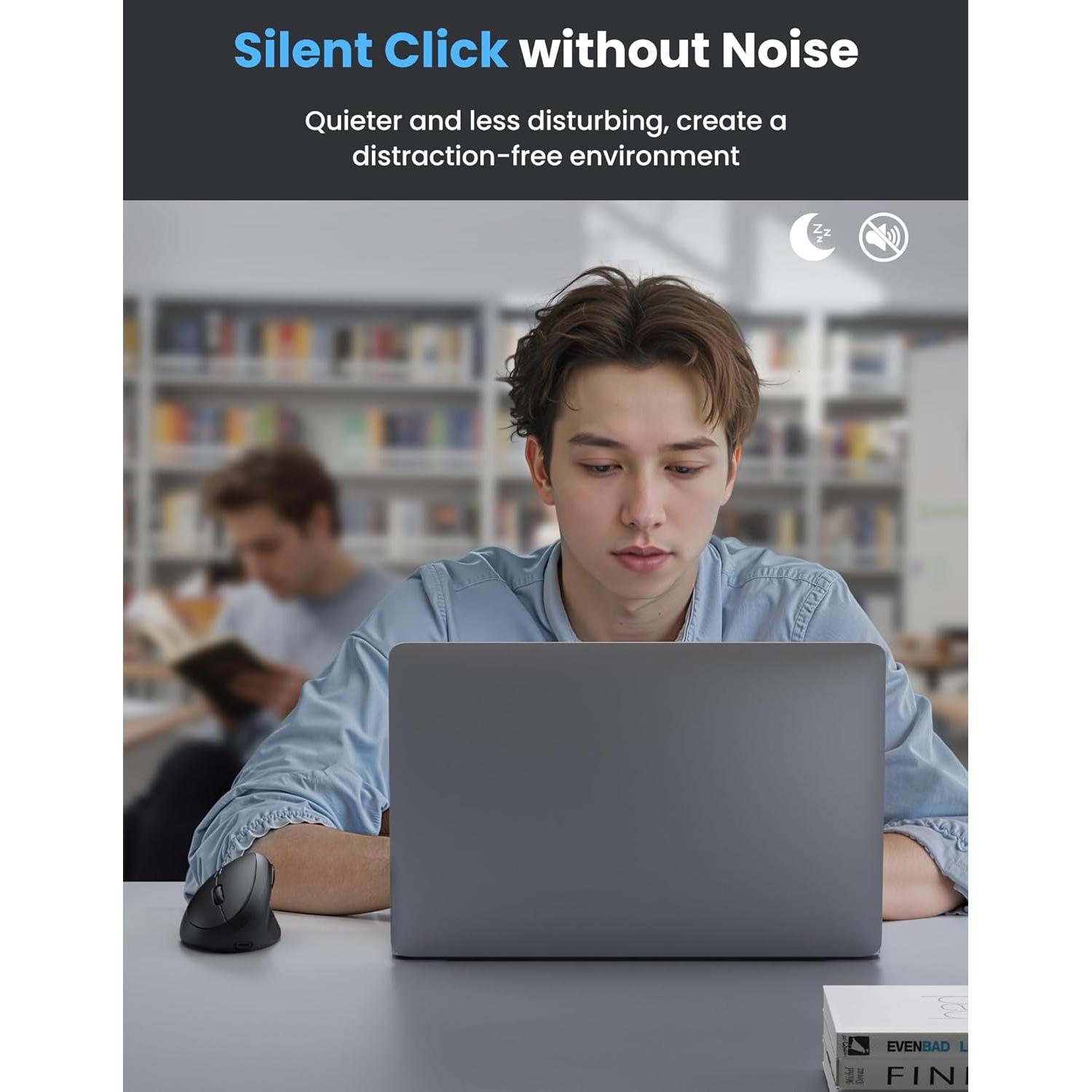 Ratón Ergonómico TECKNET Vertical Inalámbrico 4800 DPI Negro