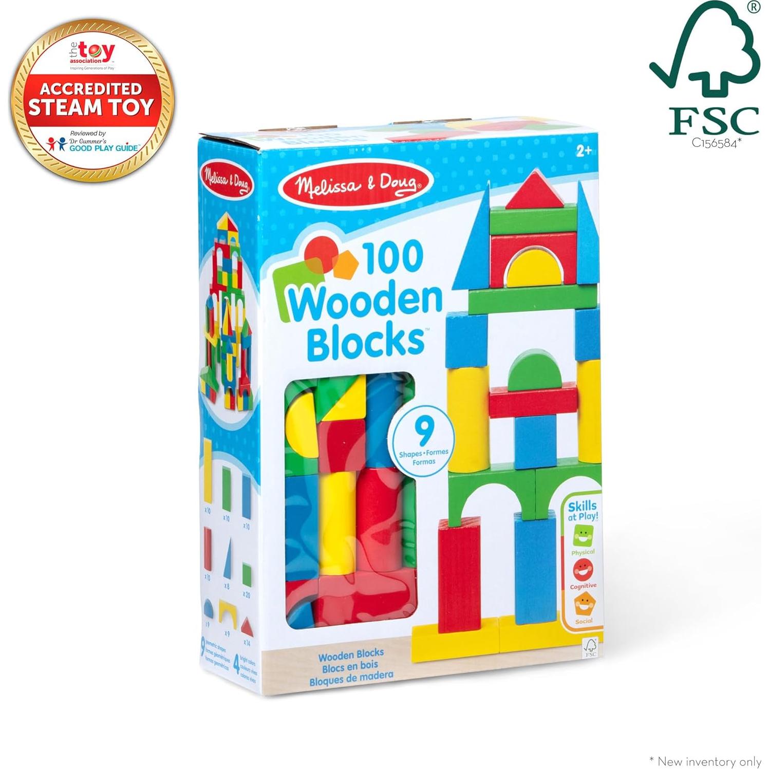 Juego de Bloques de Madera Melissa & Doug 100 Piezas 4 Colores