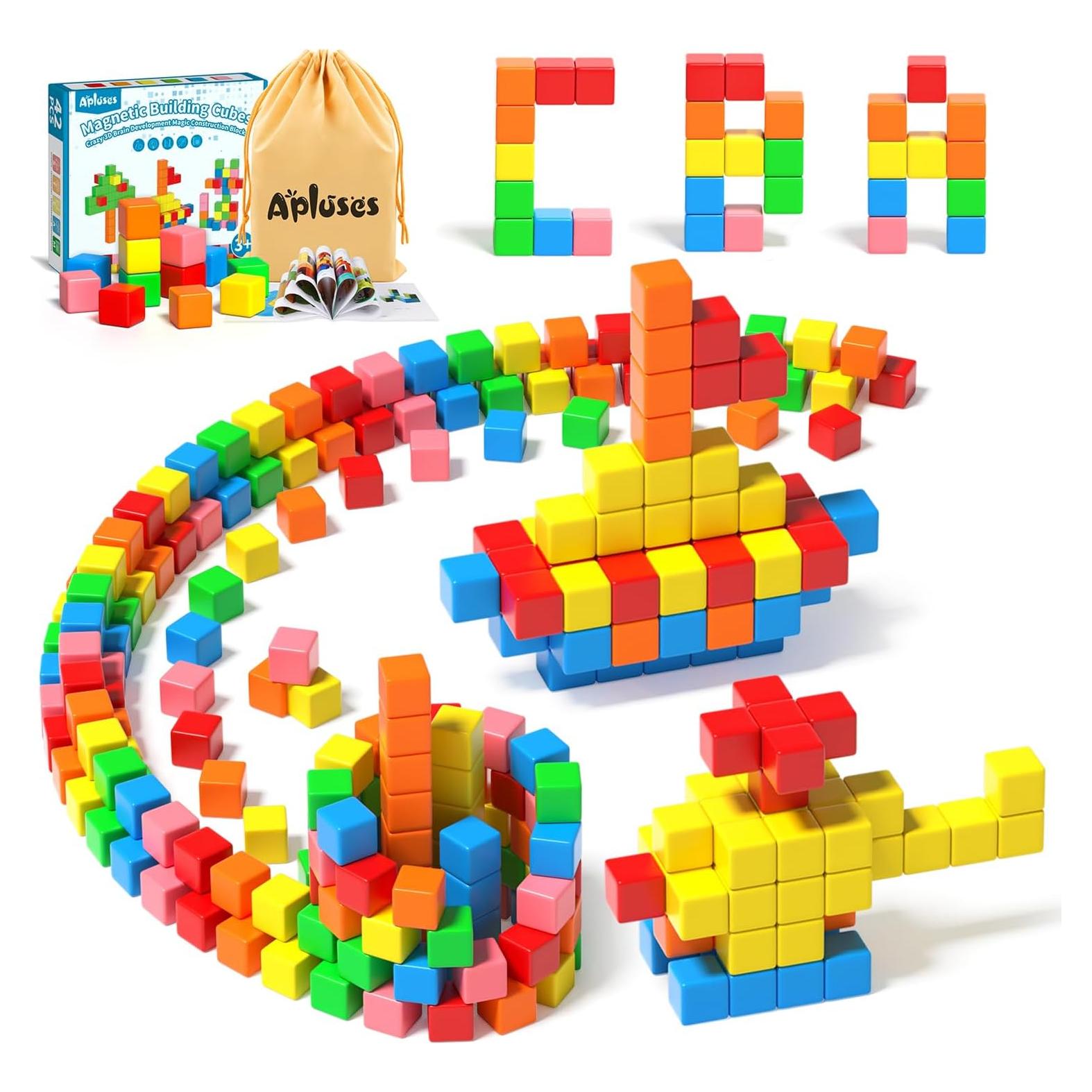 42 Piezas Bloques Magnéticos APLUSES para Niños 3-8 Años