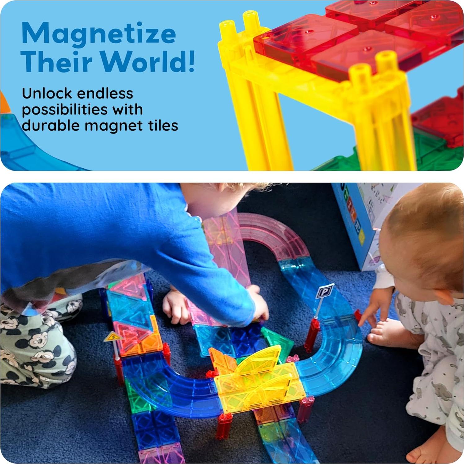 PicassoTiles Set 30 Piezas Pista de Carreras Magnética