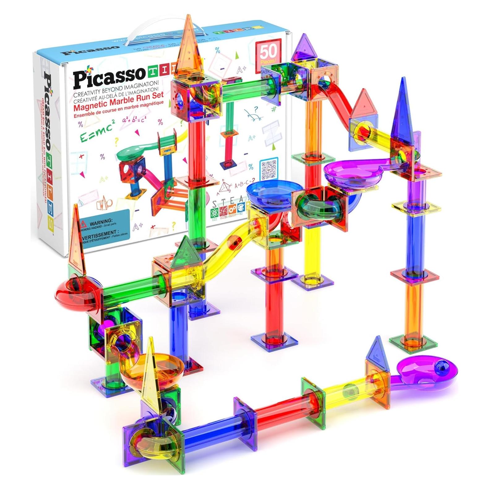 PicassoTiles Pista de Canicas Magnética 50 Piezas Educativa