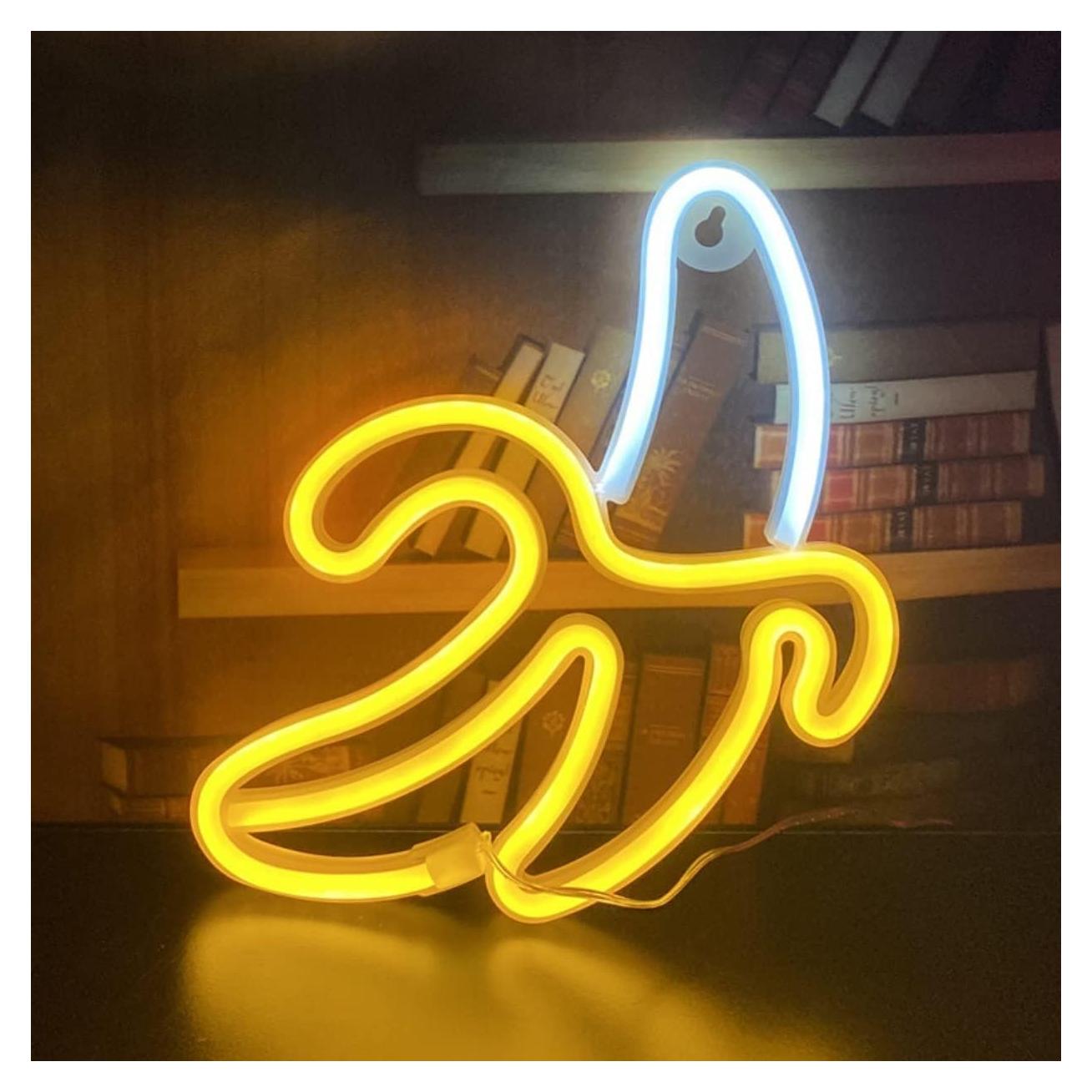 Luz Neón Plátano QiaoFei Decorativa USB Batería 22.86x19.05cm