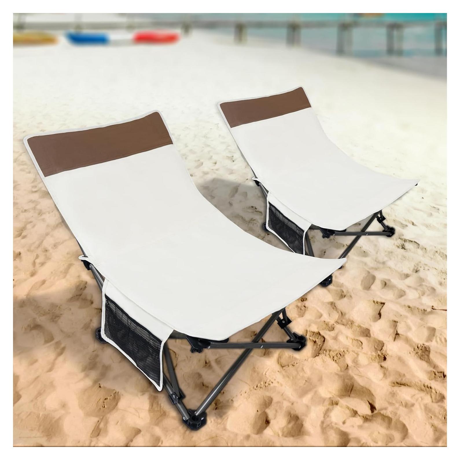 Sillas de Playa Plegables WTVIDAS 2 Unidades con Respaldo Ajustable