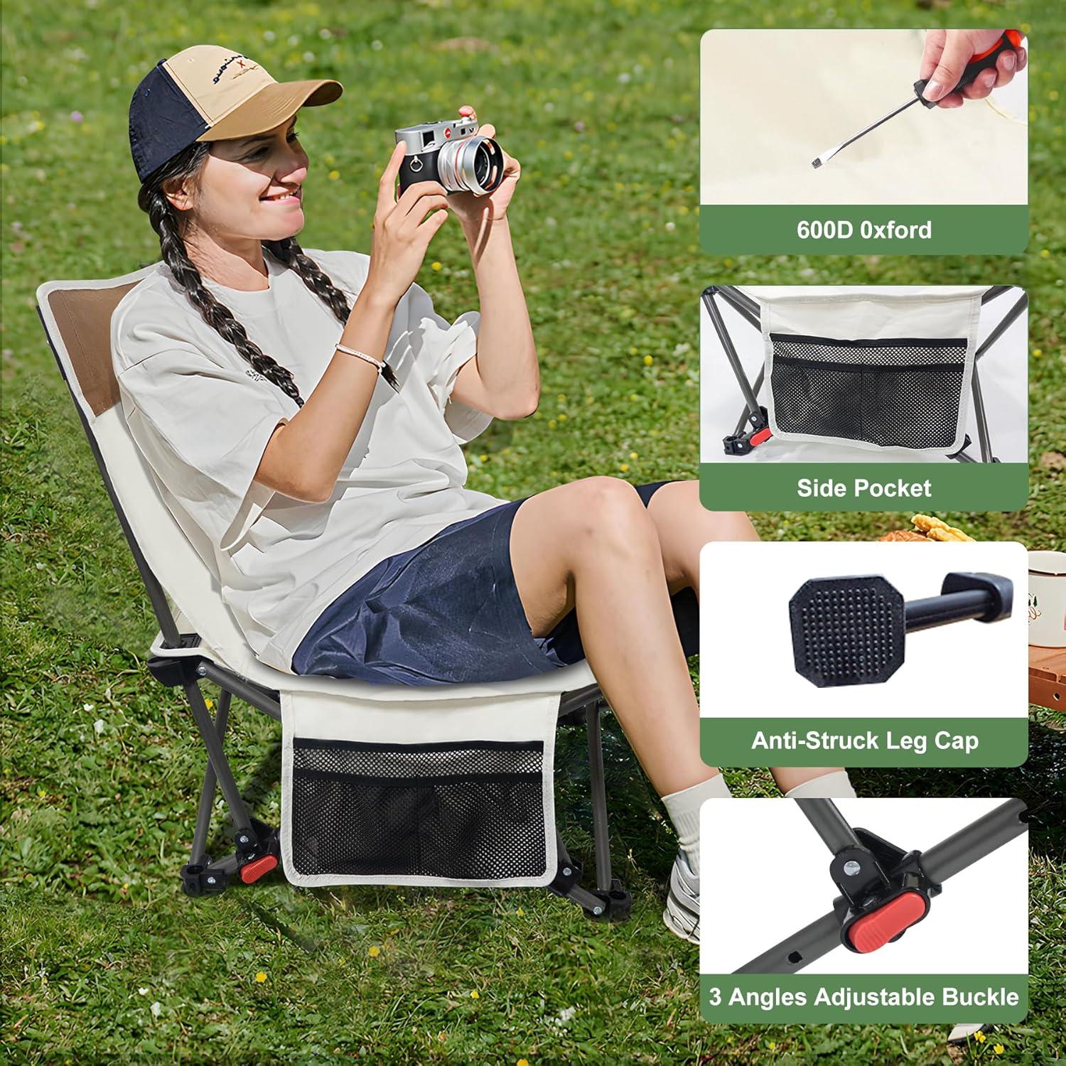 Sillas de Playa Plegables WTVIDAS 2 Unidades con Respaldo Ajustable