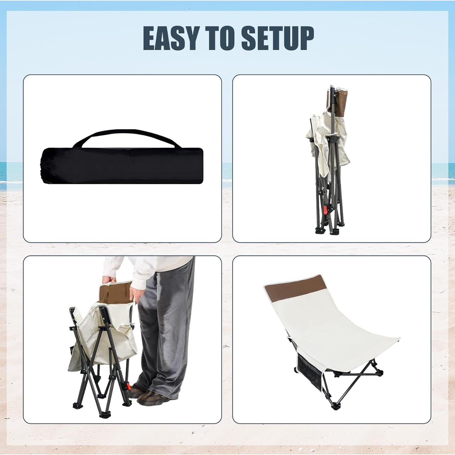 Sillas de Playa Plegables WTVIDAS 2 Unidades con Respaldo Ajustable