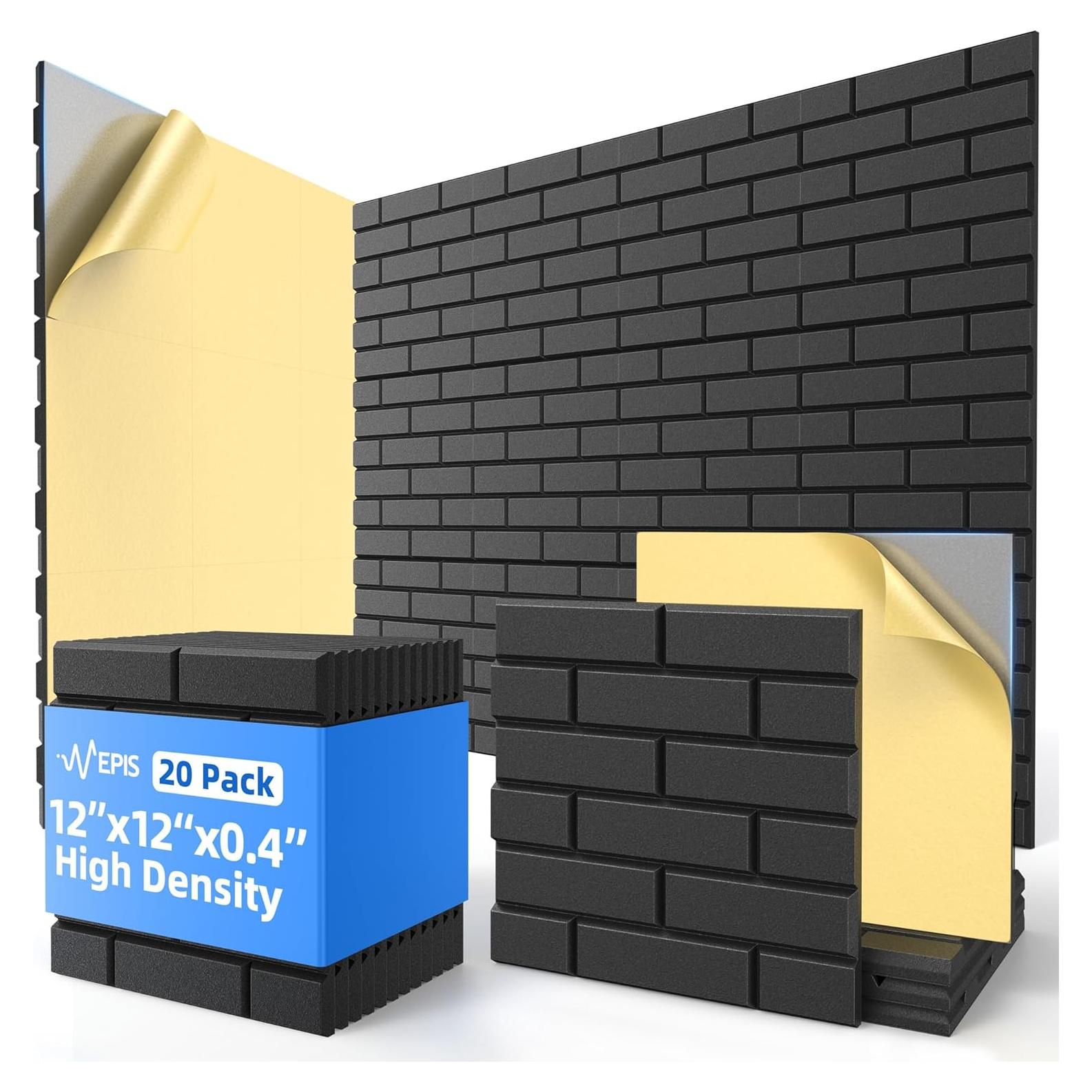 Paquete de 20 Paneles Acústicos NEPIS 30.48x30.48 cm Negro