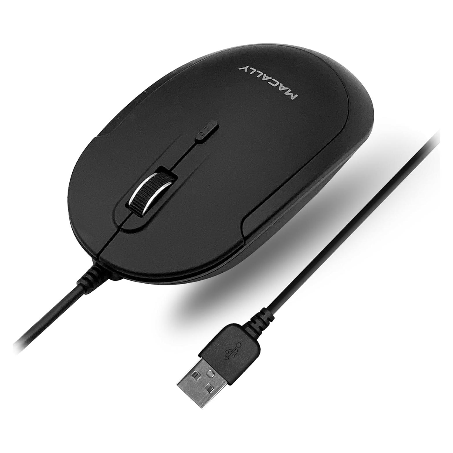 Ratón USB con cable Macally DYNAMOUSEB - Silencioso y compacto