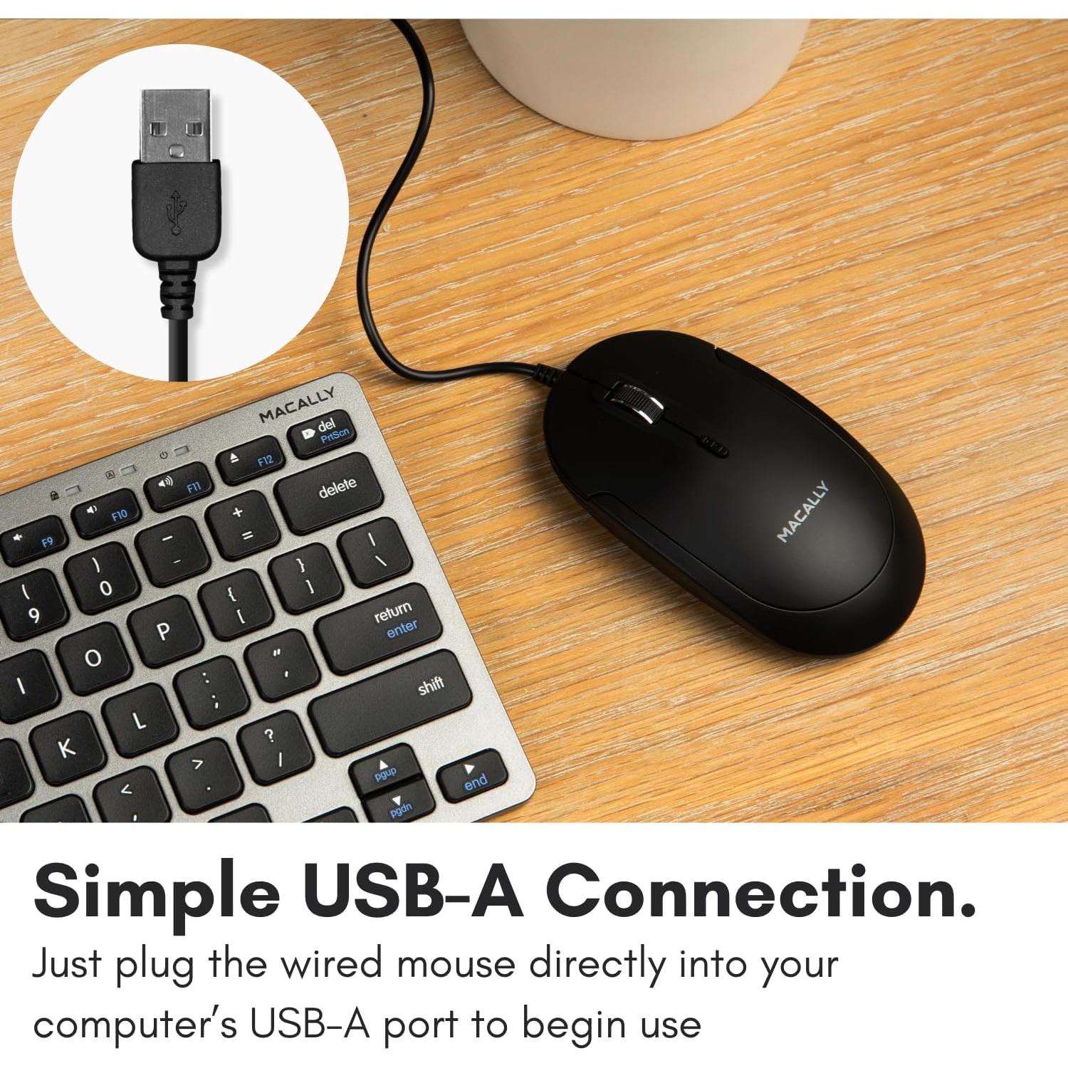 Ratón USB con cable Macally DYNAMOUSEB - Silencioso y compacto