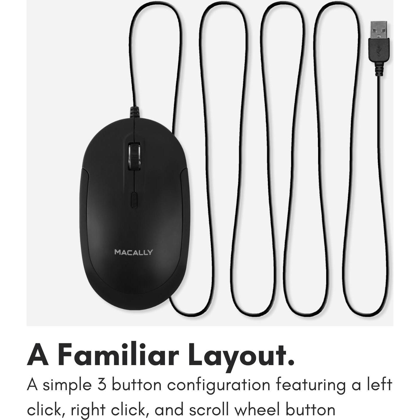 Ratón USB con cable Macally DYNAMOUSEB - Silencioso y compacto