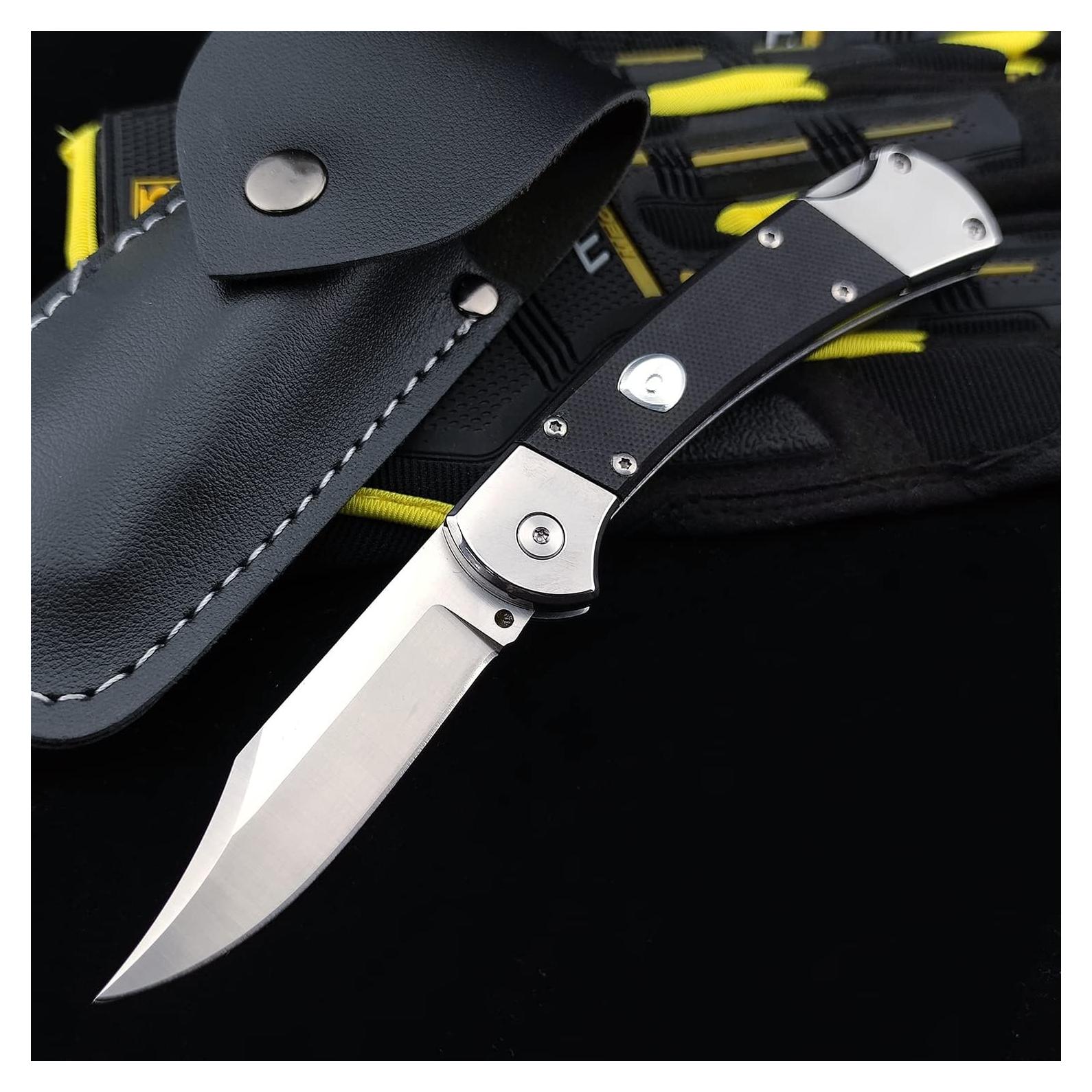 Cuchillo Plegable HUAAO de Acero Inoxidable 440C Negro EDC