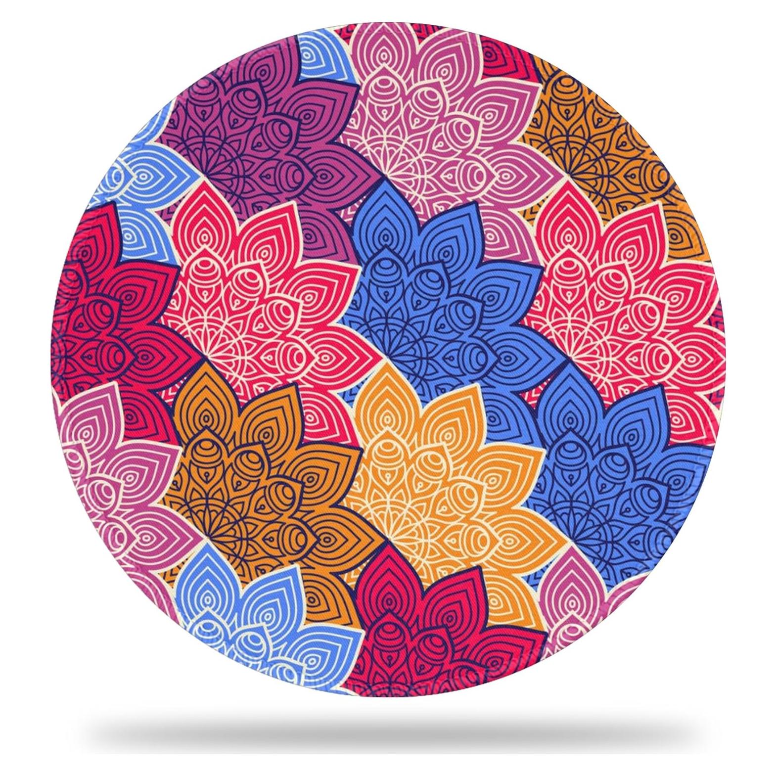 Alfombrilla de Escritorio Redonda KOAIWPAE Floral Étnica 22.35 cm