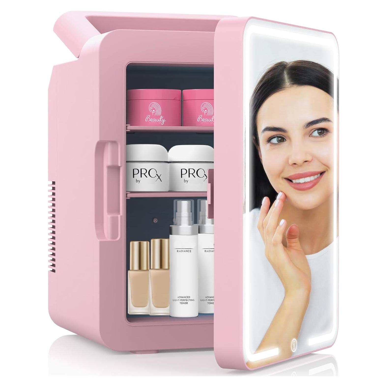 Refrigerador Mini 12L advwin Rosa con Luz LED y Calentador