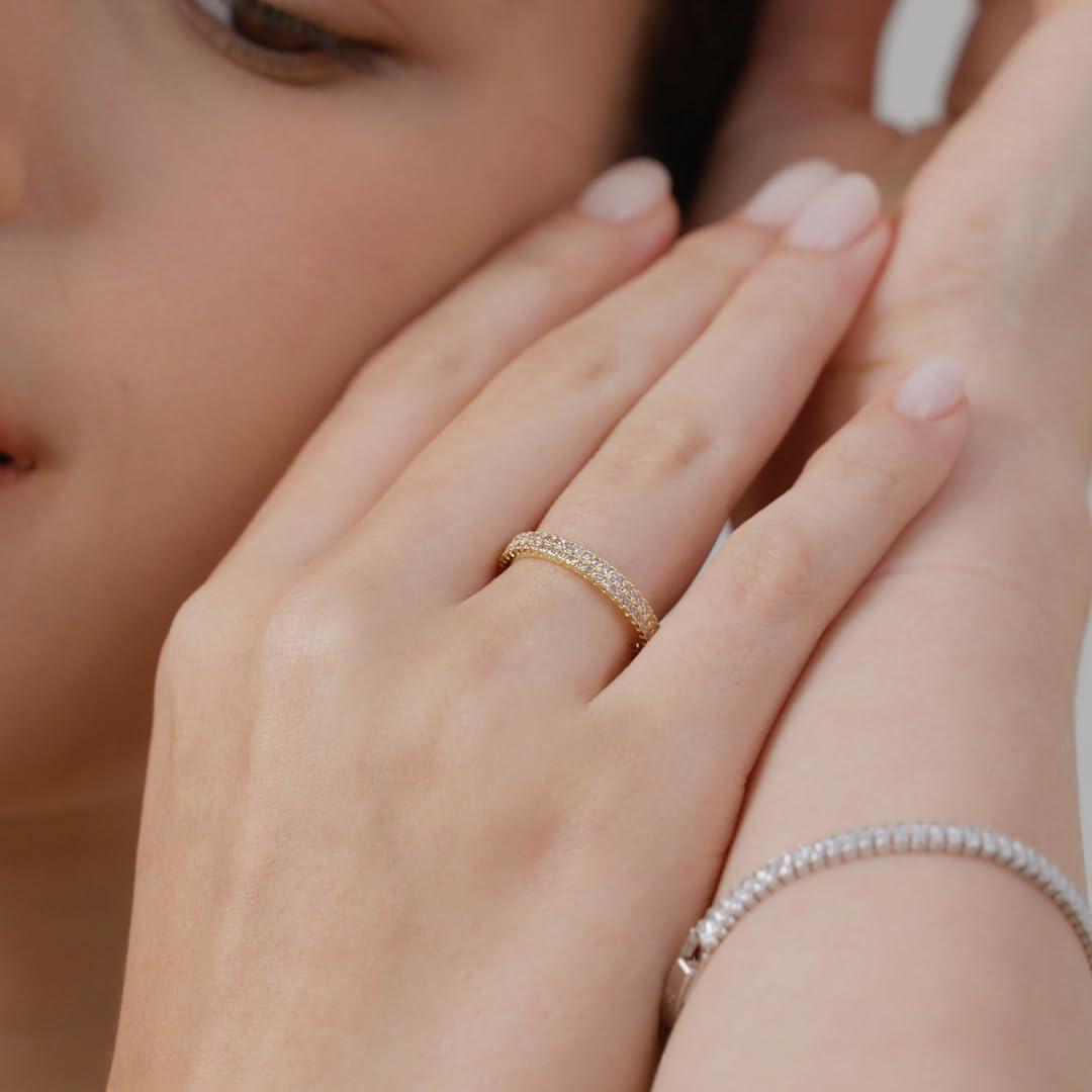 Anillo MINDDHA Baño de Oro 14K con Zirconia Cubica 2mm