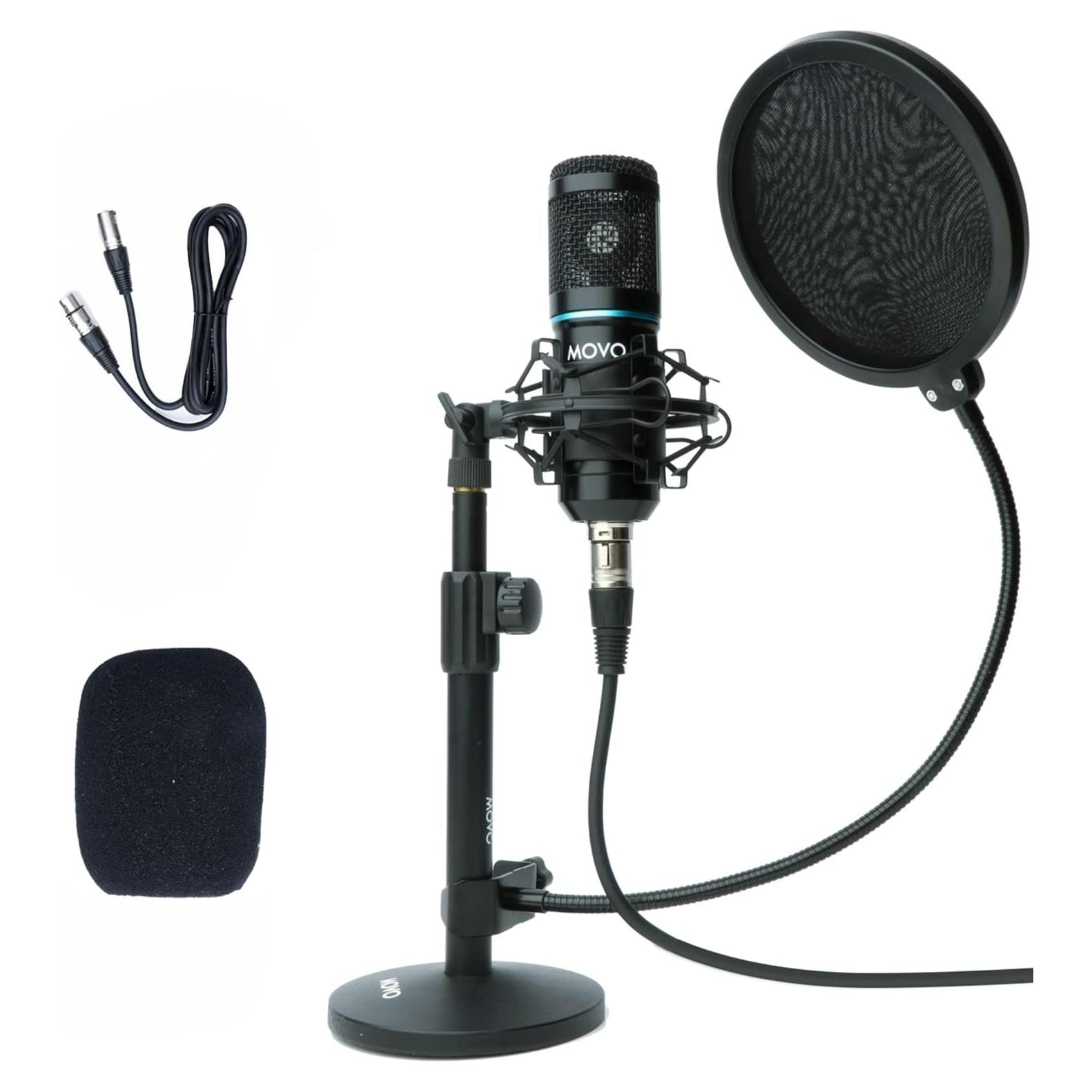 Kit de Micrófono de Condensador Movo PCM6 con Soporte y Filtro Pop