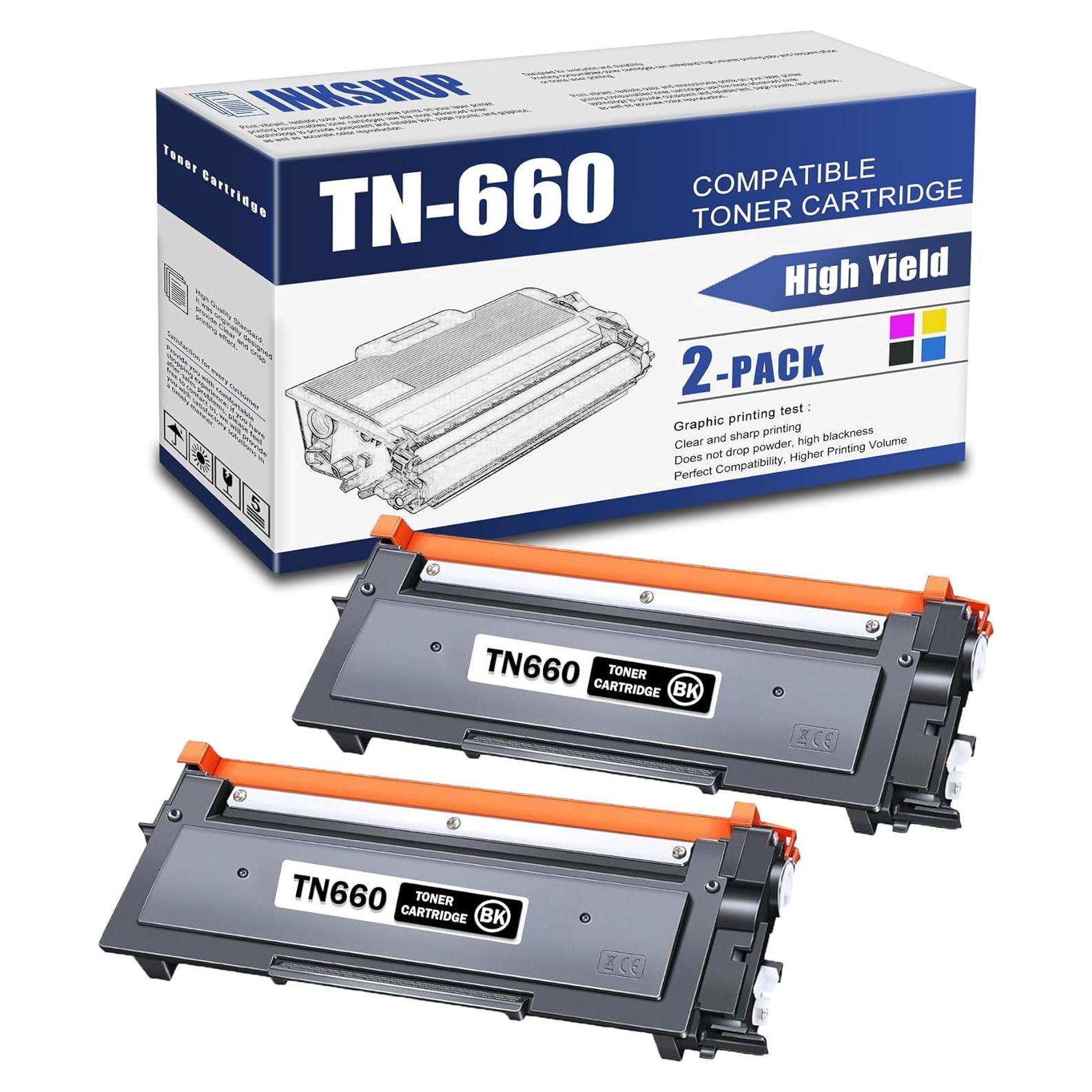 Tóner Compatible INKSHOP TN660 Negro Alto Rendimiento 2 Paquete