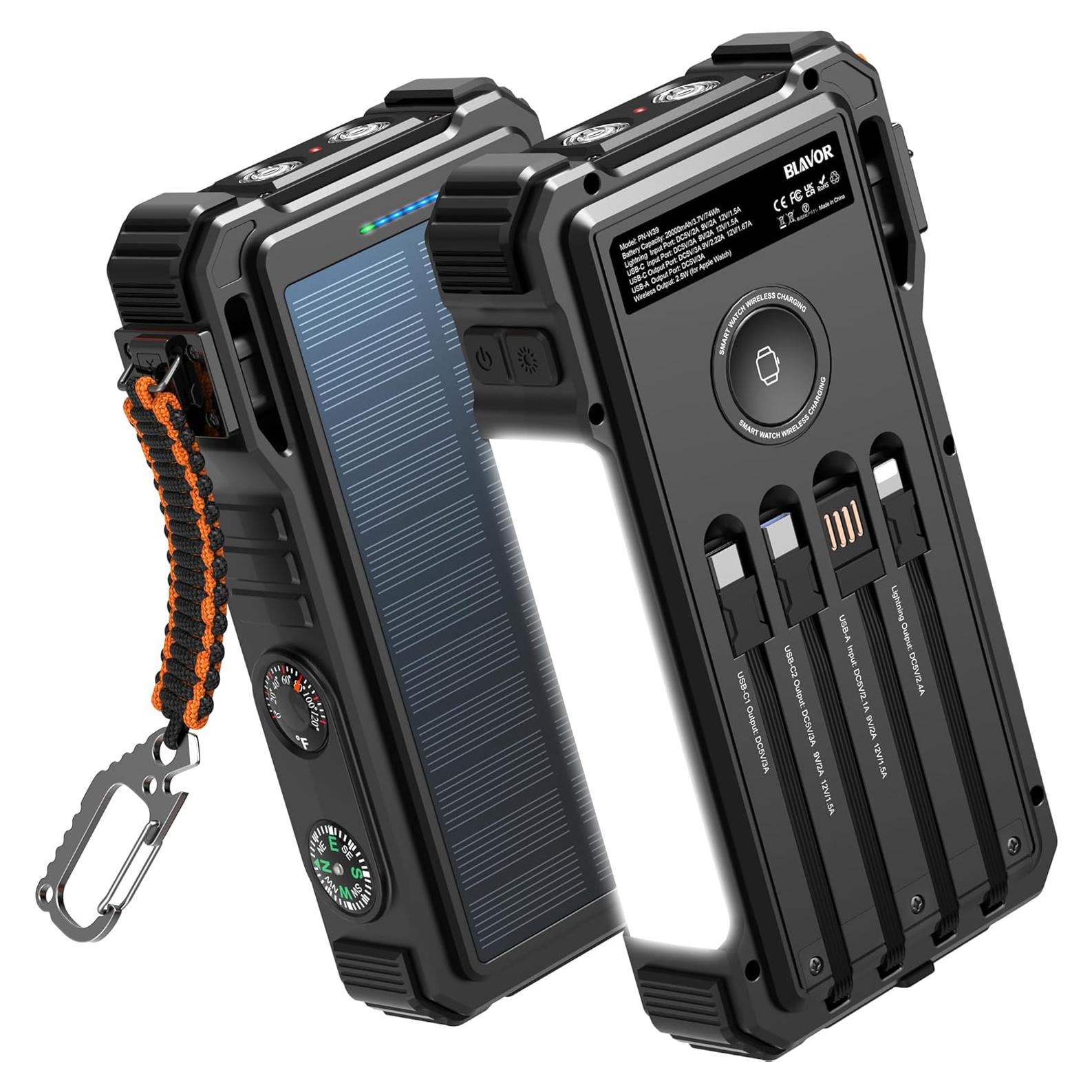 Banco de Energía Solar 20000mAh BLAVOR con Carga Rápida 20W