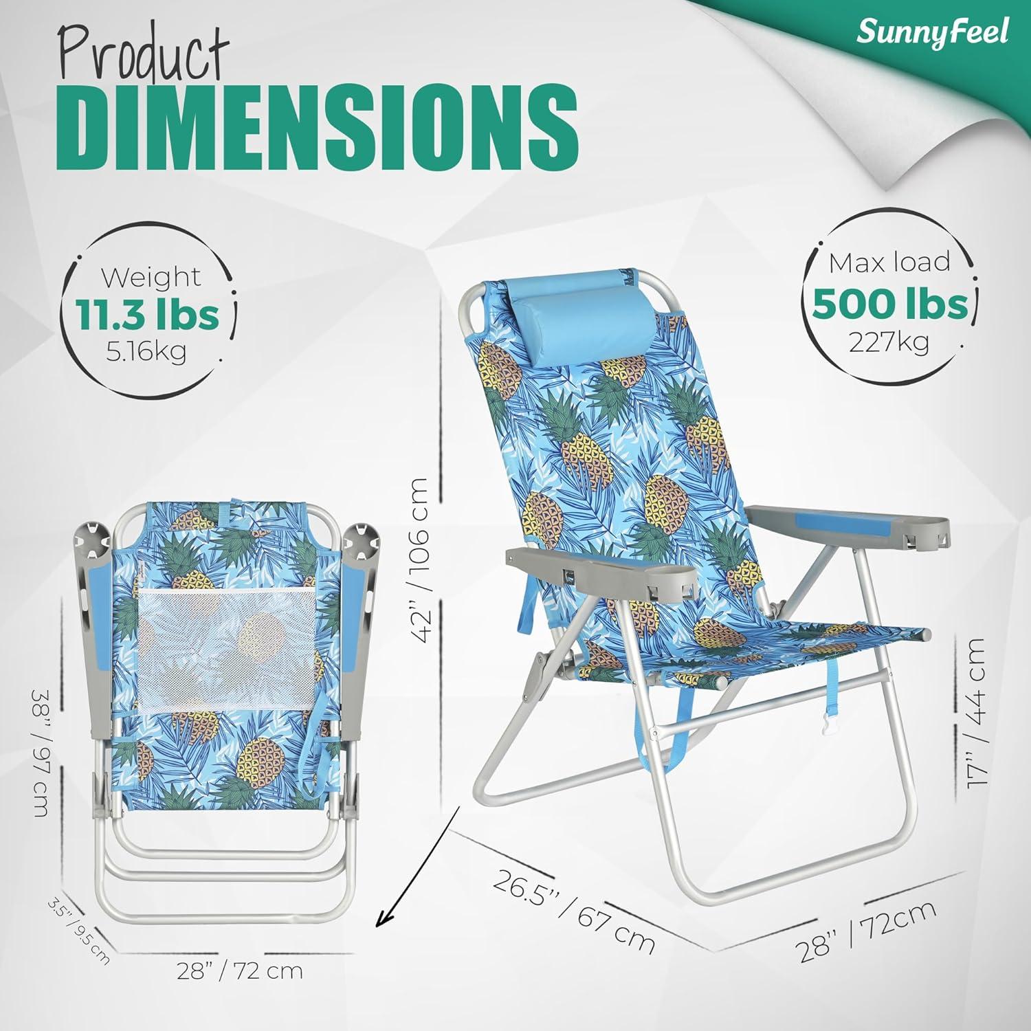 Silla de Playa Plegable Sunnyfeel Azul 5 Posiciones 227 KG