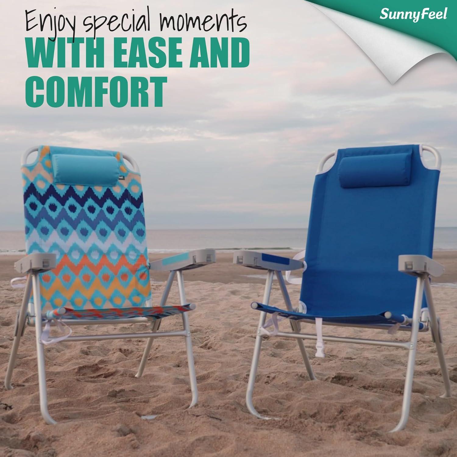 Silla de Playa Plegable Sunnyfeel Azul 5 Posiciones 227 KG