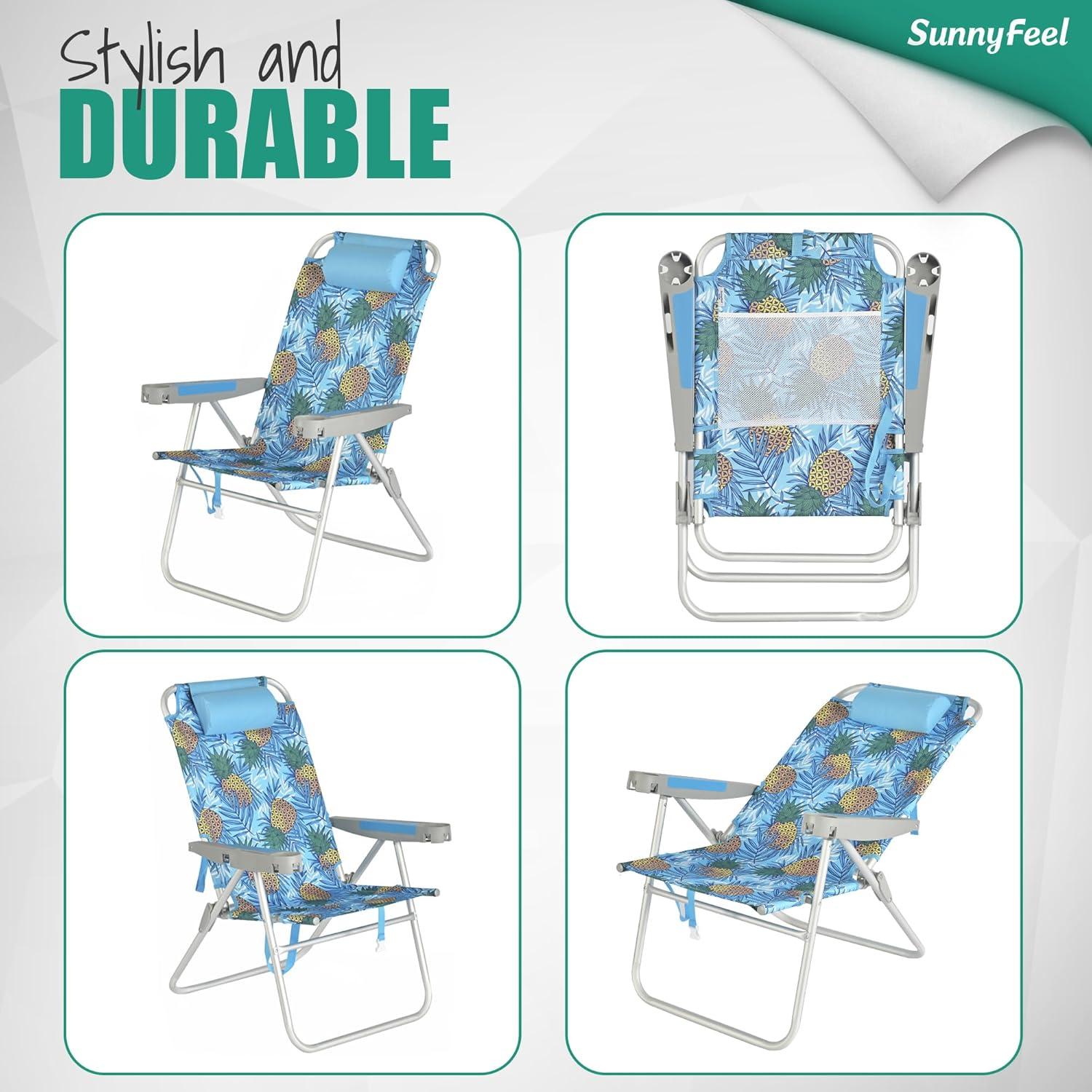 Silla de Playa Plegable Sunnyfeel Azul 5 Posiciones 227 KG
