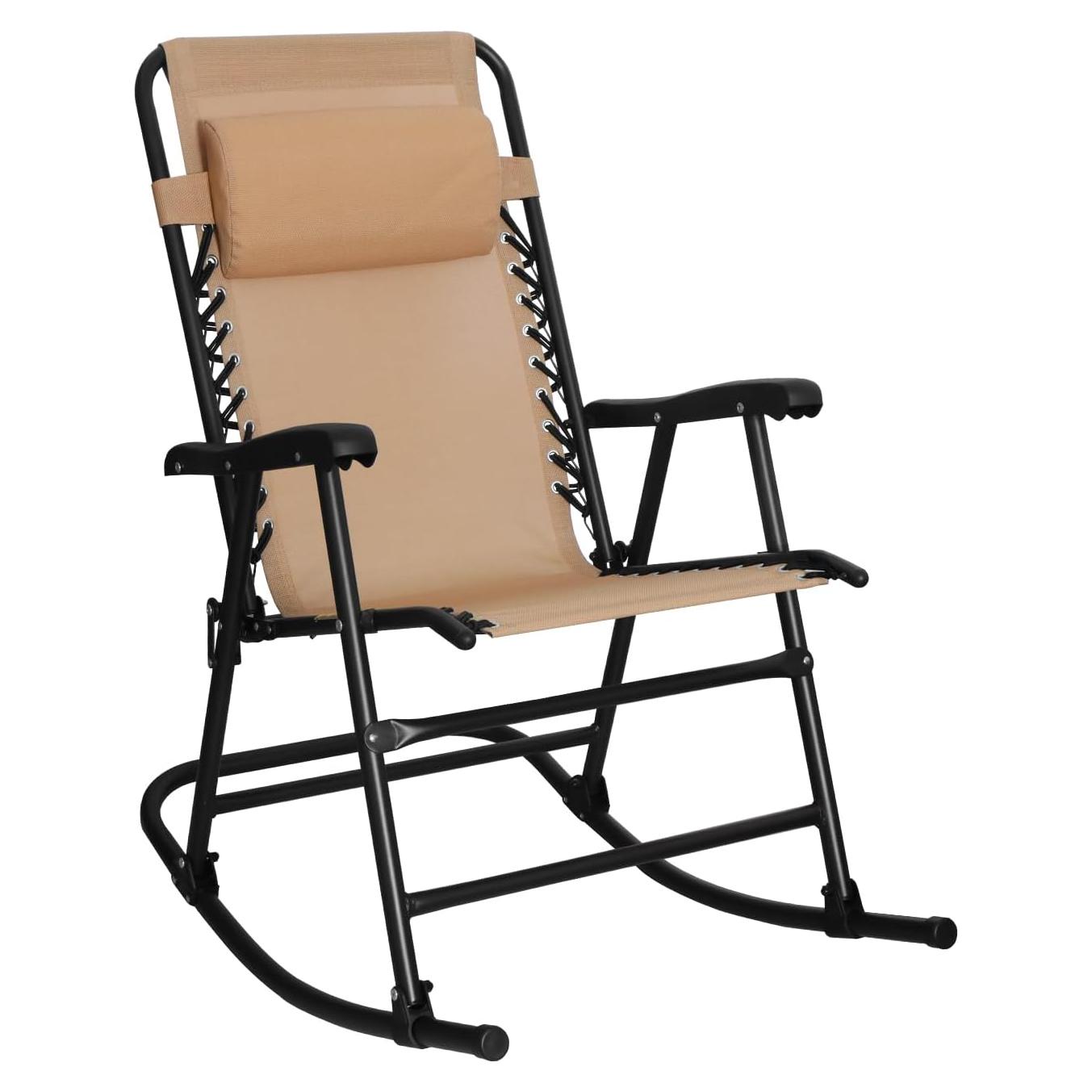 Silla Mecedora Plegable Amazon Basics Beige 66x95.2x98.1 cm