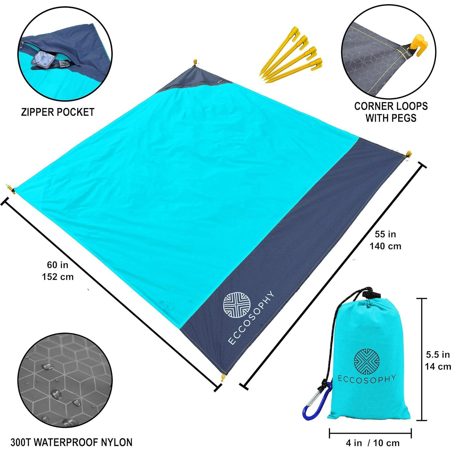 Manta Compacta Impermeable ECCOSOPHY 1.5x1.4m Azul