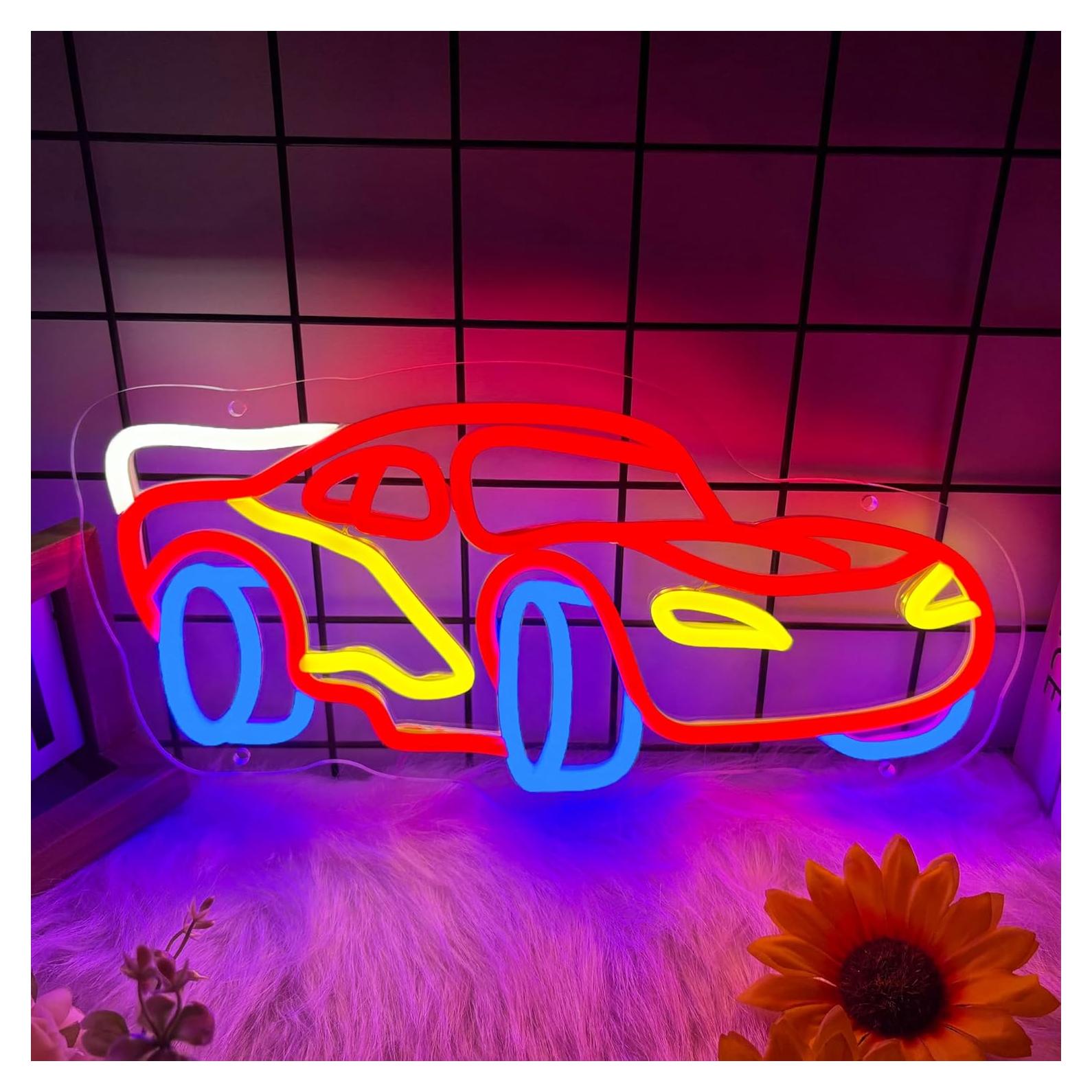 Letrero de Neón LED Moneter Coche de Carreras 33x40.9cm