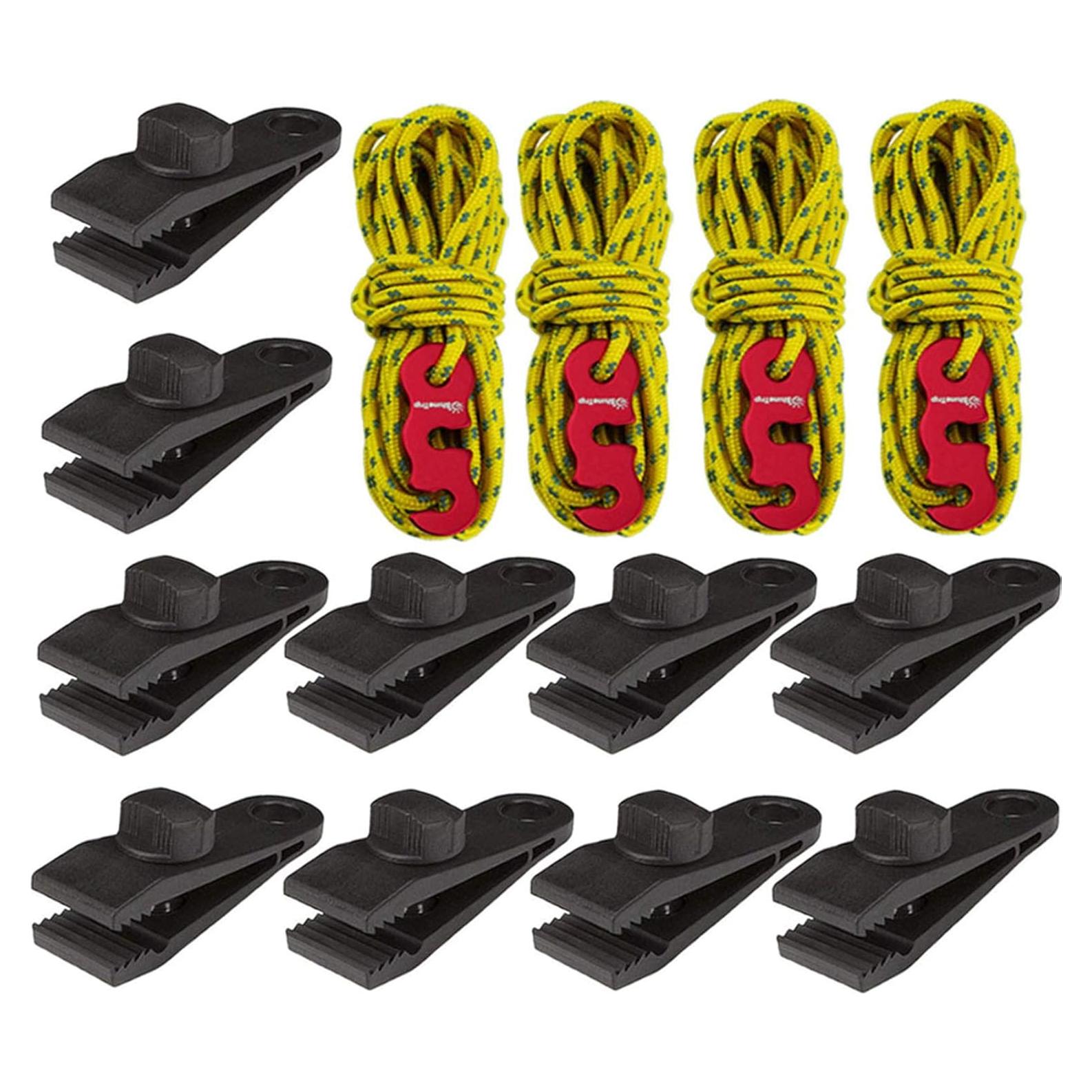 Pinzas para Lonas Sudopru 14 Pcs Clips y Cuerdas Impermeables