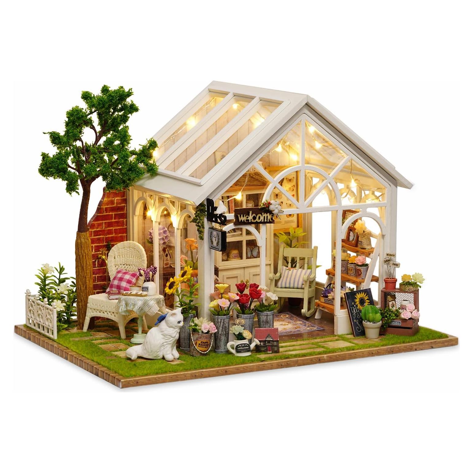 Kit Casa de Muñecas Miniatura DIY TuKIIE Invernadero 22x19x17cm