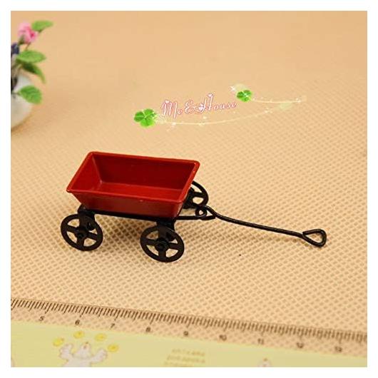 Carrito Rojo Pequeño de Metal 1/12 para Decoración Infantil