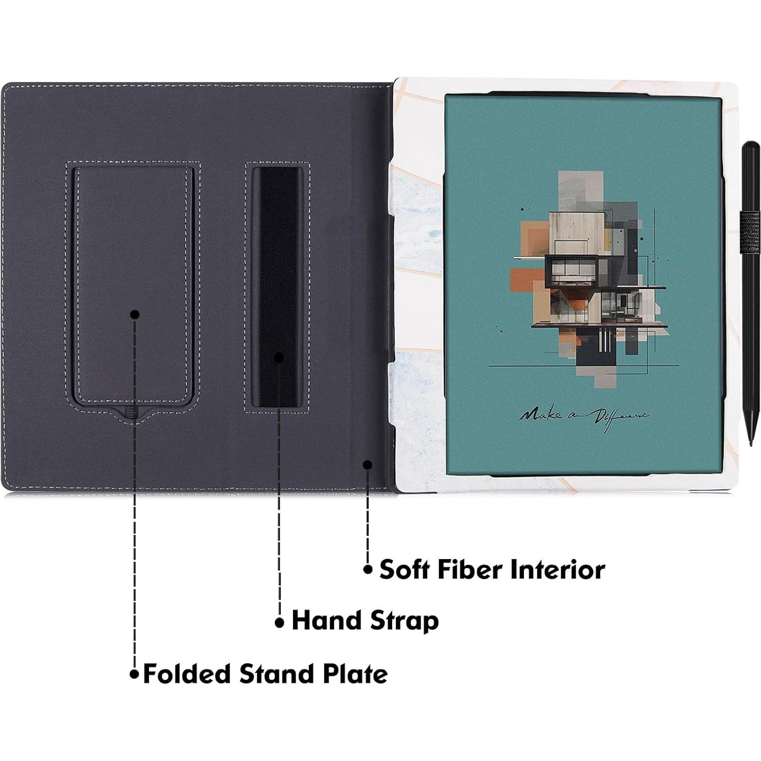 Funda de soporte BOZHUORUI para tableta ePaper 10.3" Onyx Boox Tab Ultra C Pro - Cuero PU con correa y soporte