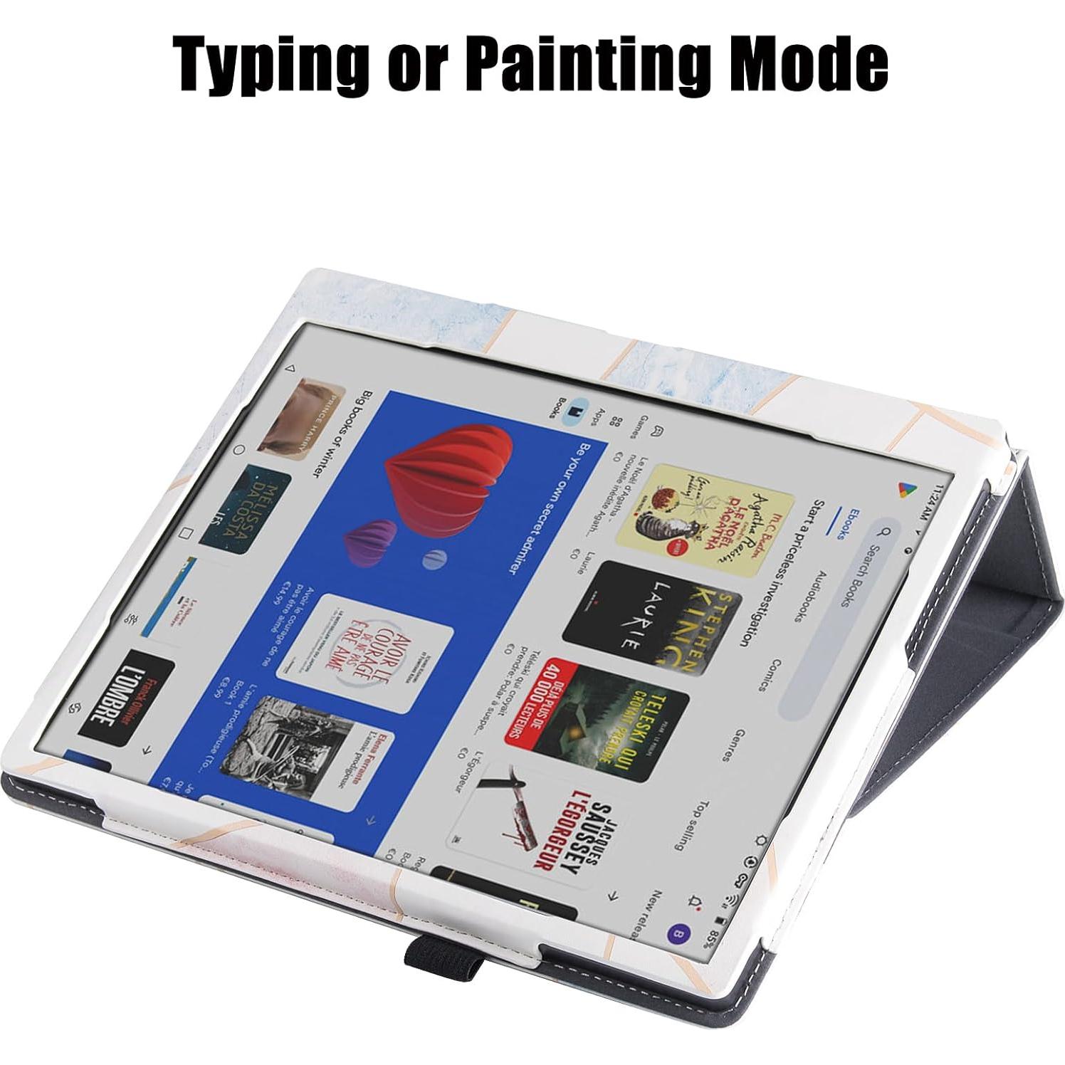 Funda de soporte BOZHUORUI para tableta ePaper 10.3" Onyx Boox Tab Ultra C Pro - Cuero PU con correa y soporte