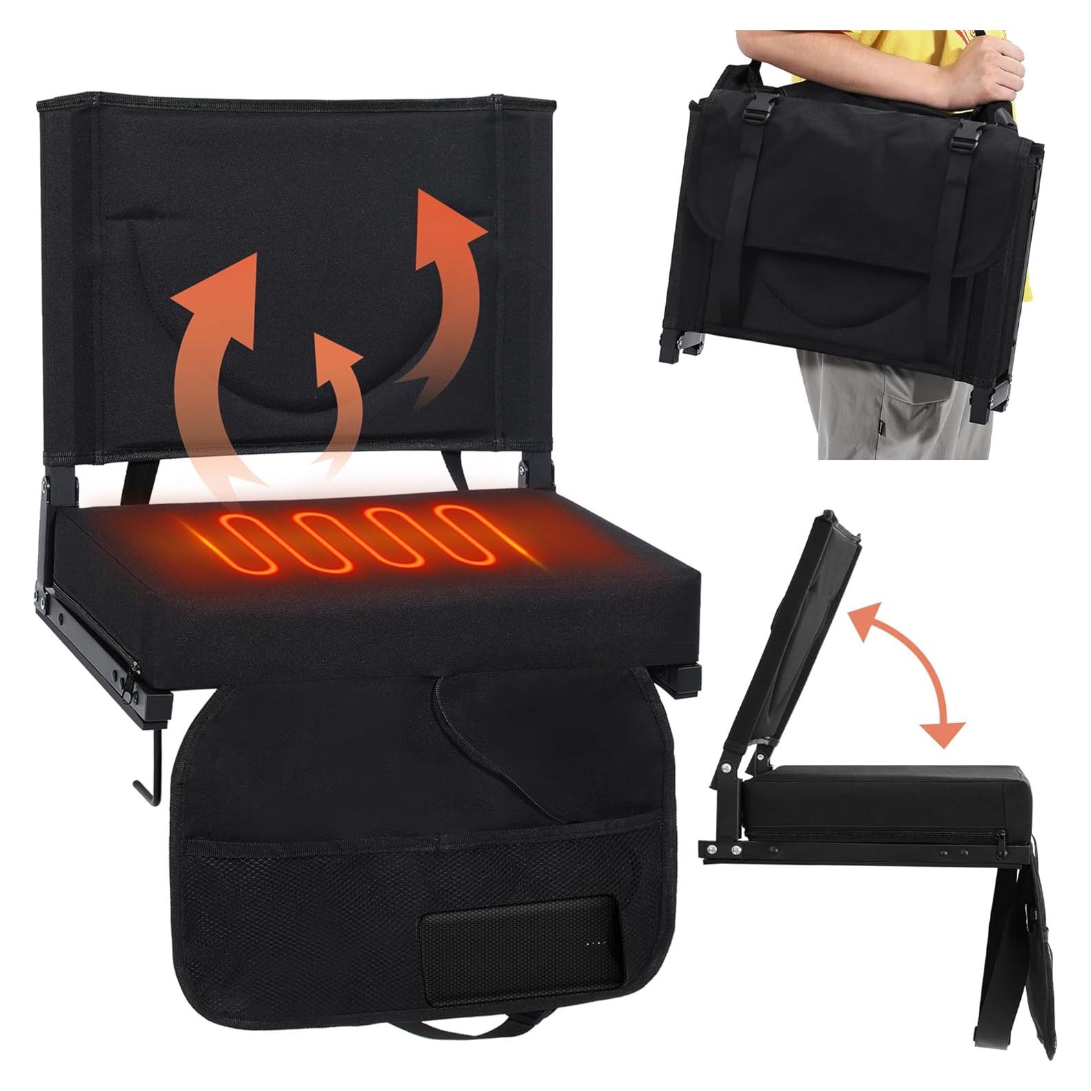 Silla de Estadio Calentada KROFEM Plegable Negra 150kg