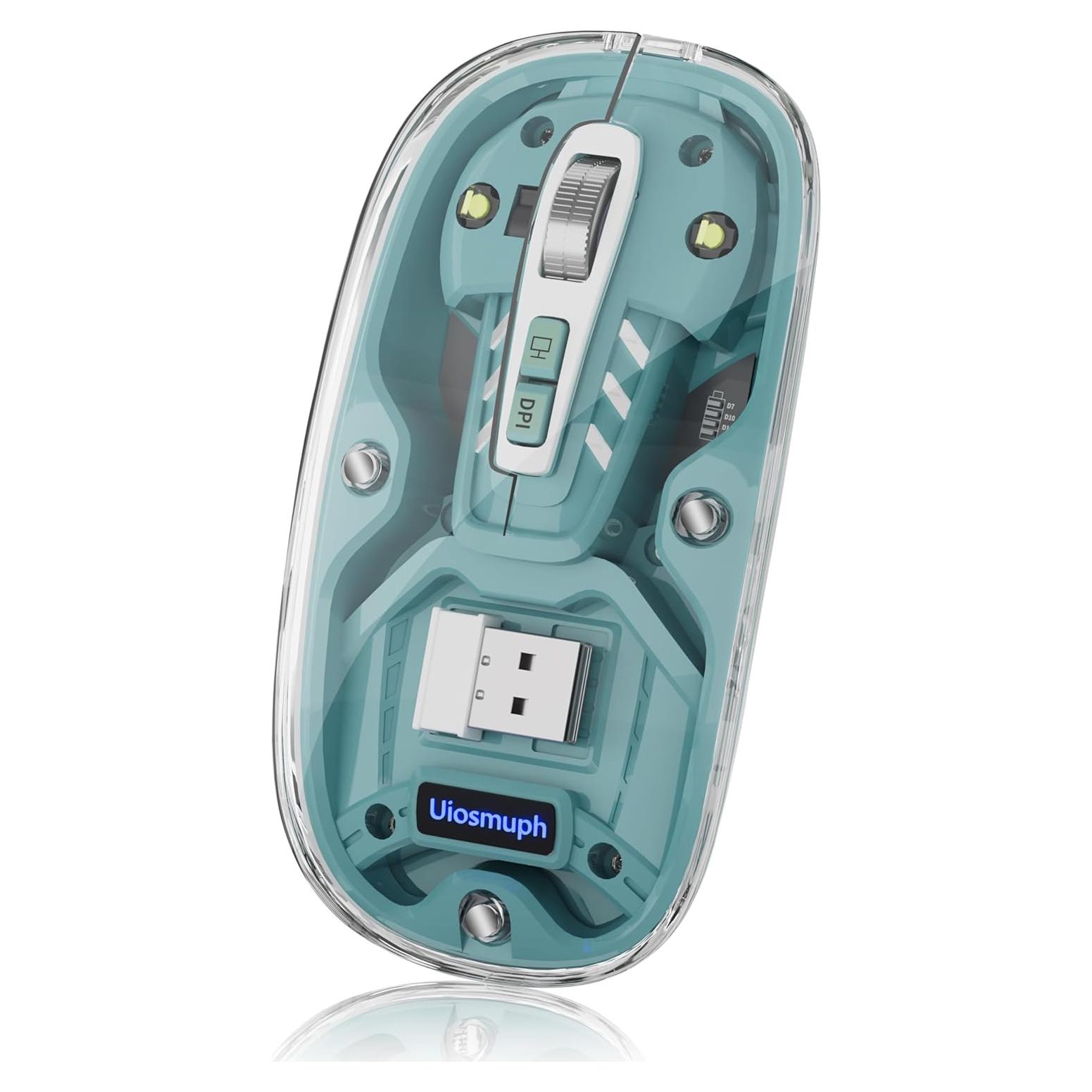 Ratón Inalámbrico Uiosmuph Tri-Mode Recargable USB C Verde