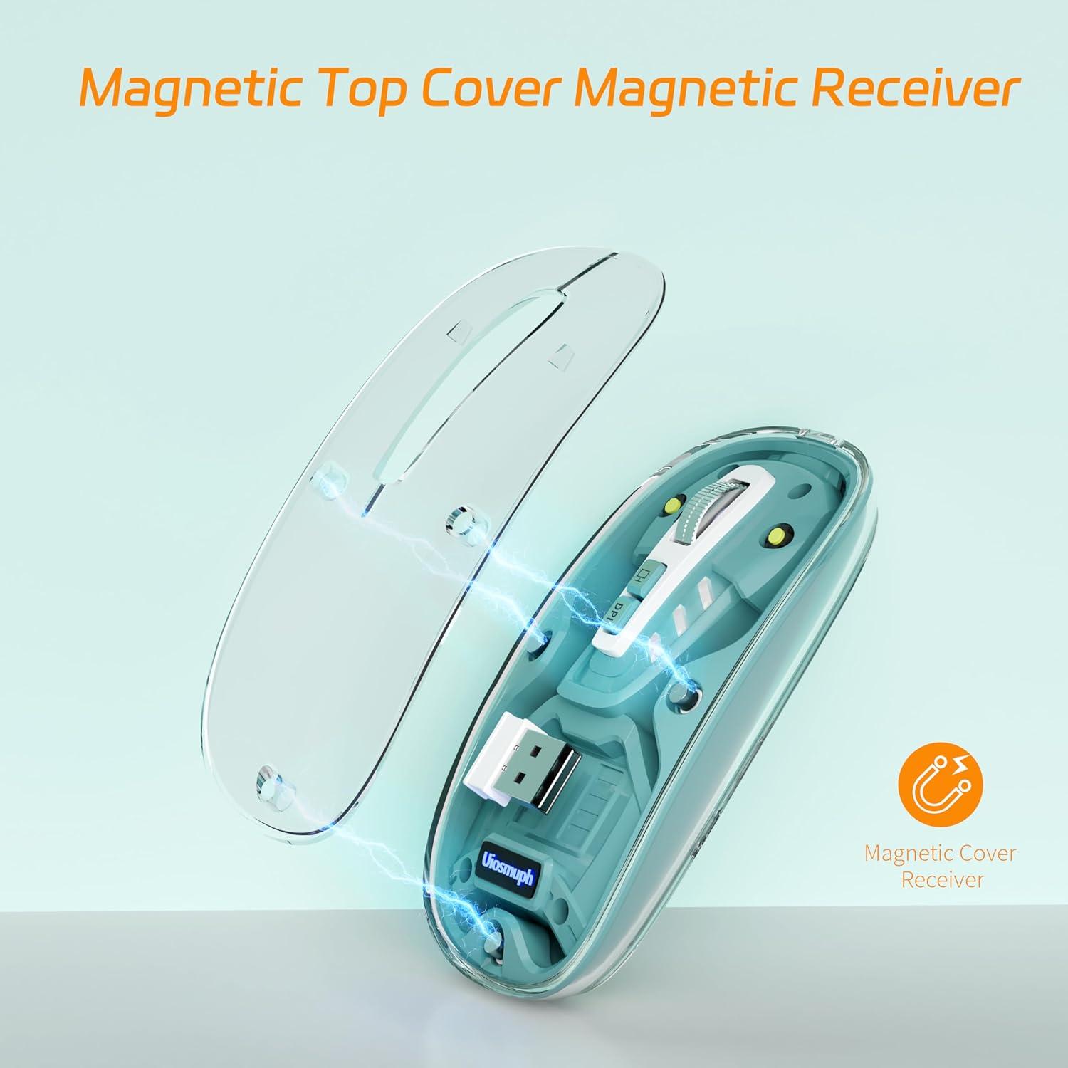 Ratón Inalámbrico Uiosmuph Tri-Mode Recargable USB C Verde