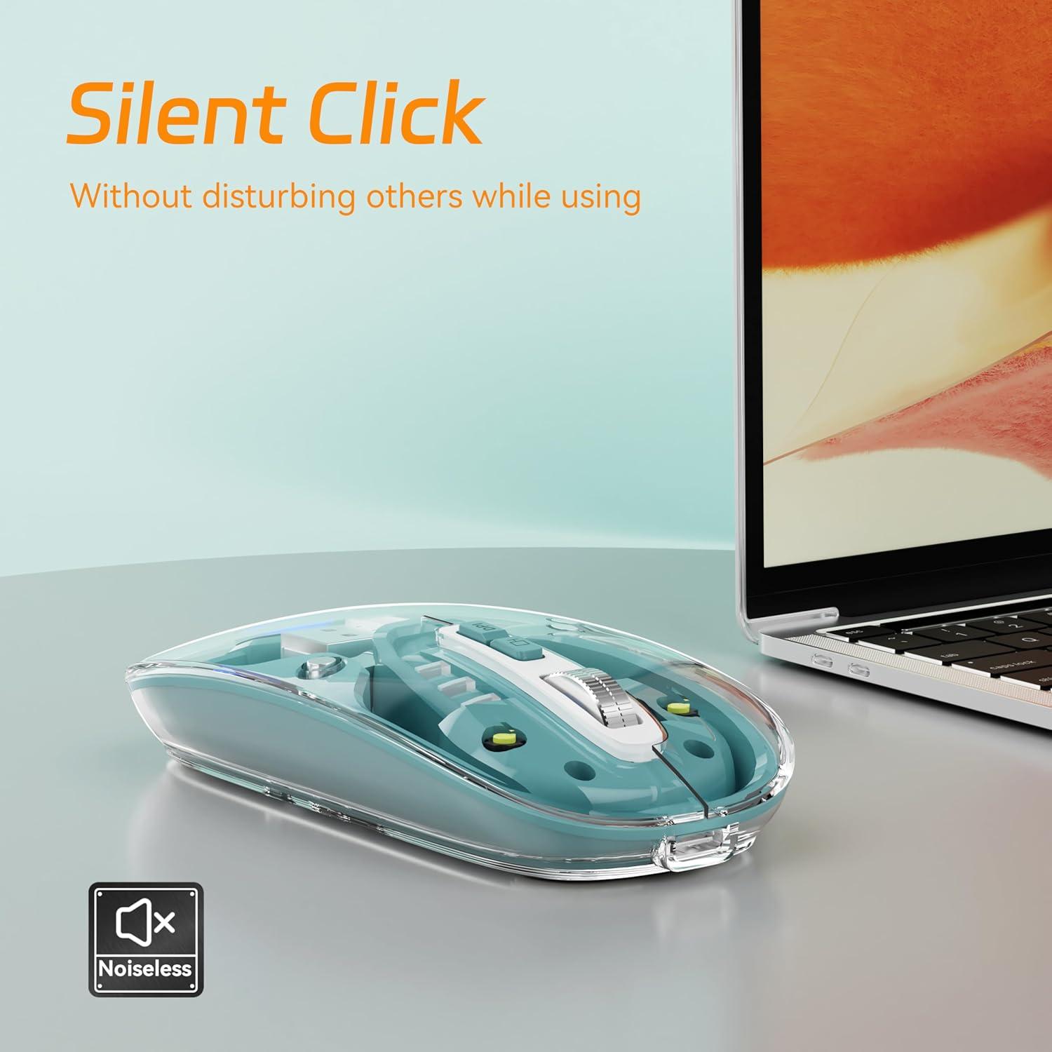 Ratón Inalámbrico Uiosmuph Tri-Mode Recargable USB C Verde