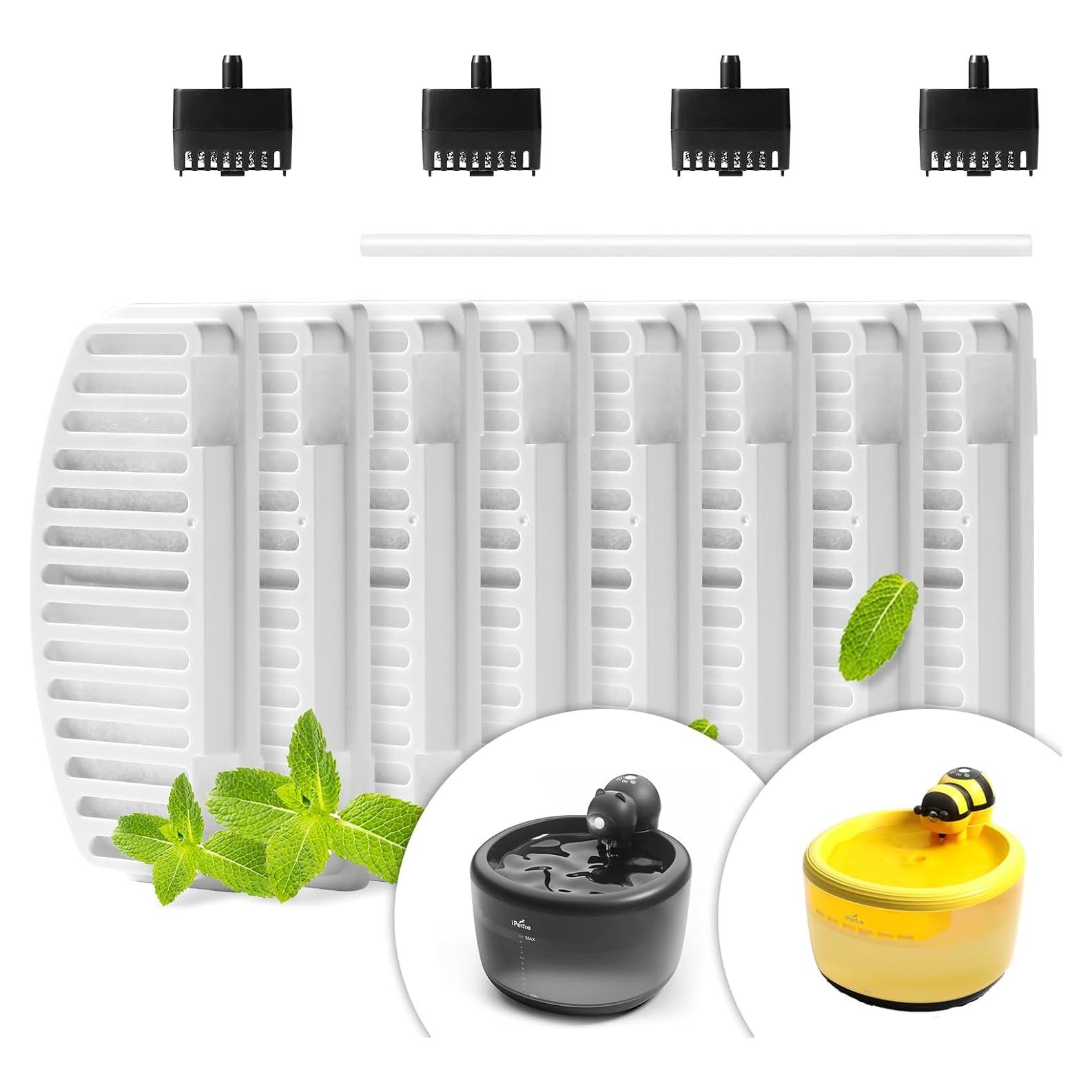 Kit de Filtros para Fuente de Agua Inalámbrica iPettie Bear - 8 Filtros de Carbón y 4 de Bomba